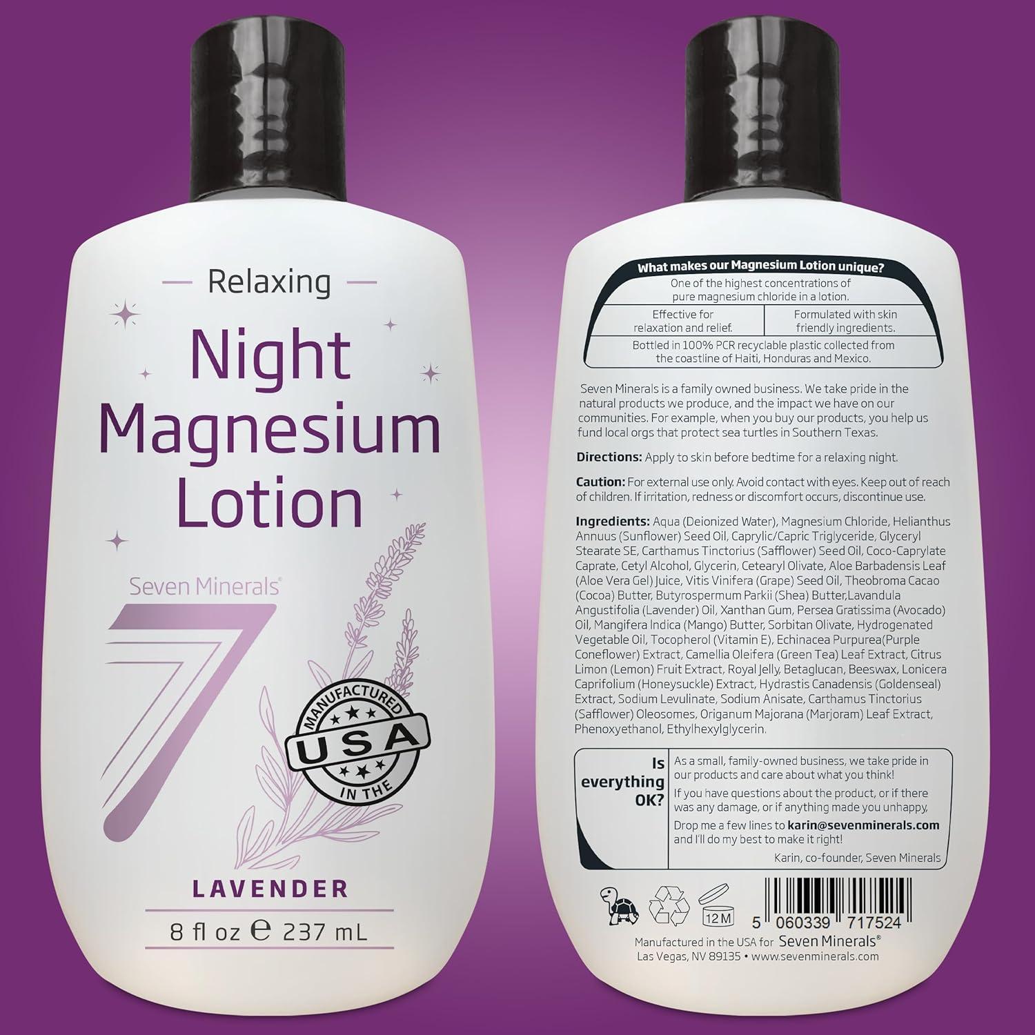 Loción de Magnesio Seven Minerals 236.6 ml - Relajante de Lavanda