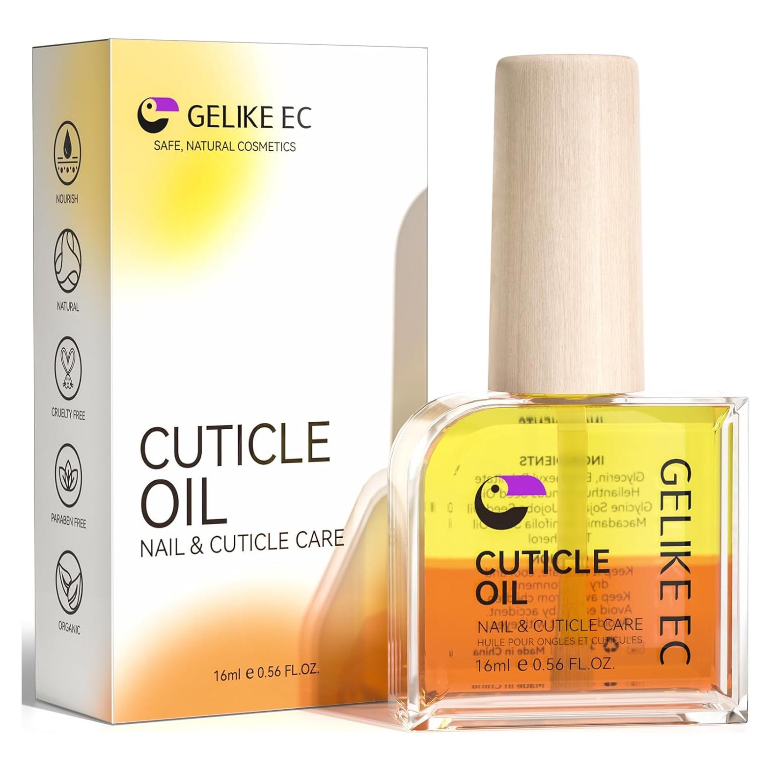Gelike EC Cuticle Oil For Nails: Natural Nail Oil Honey of JOJOBA and Vit E - Cuticle Moisturizes and Conditions Dry Nail Skin