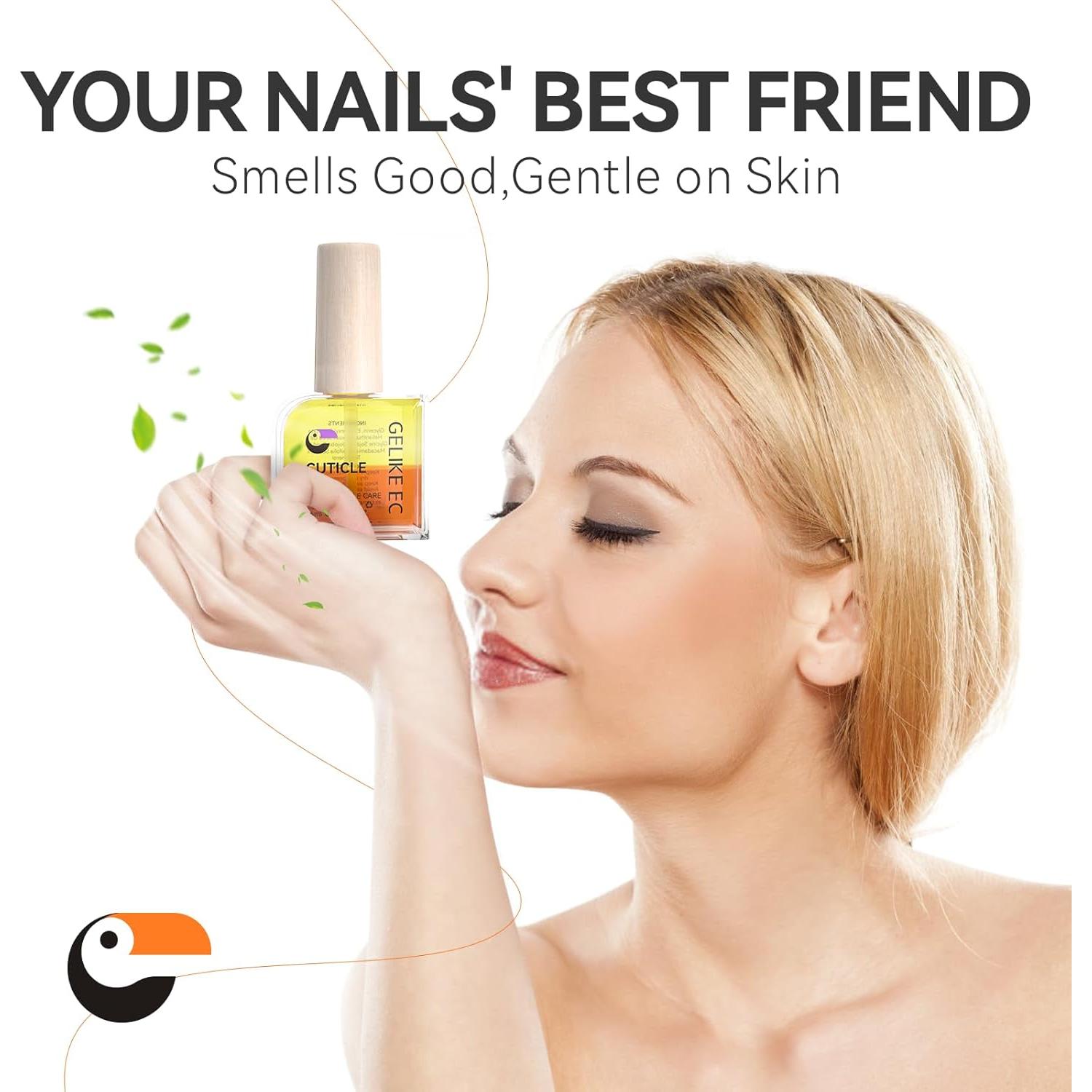 Gelike EC Cuticle Oil For Nails: Natural Nail Oil Honey of JOJOBA and Vit E - Cuticle Moisturizes and Conditions Dry Nail Skin