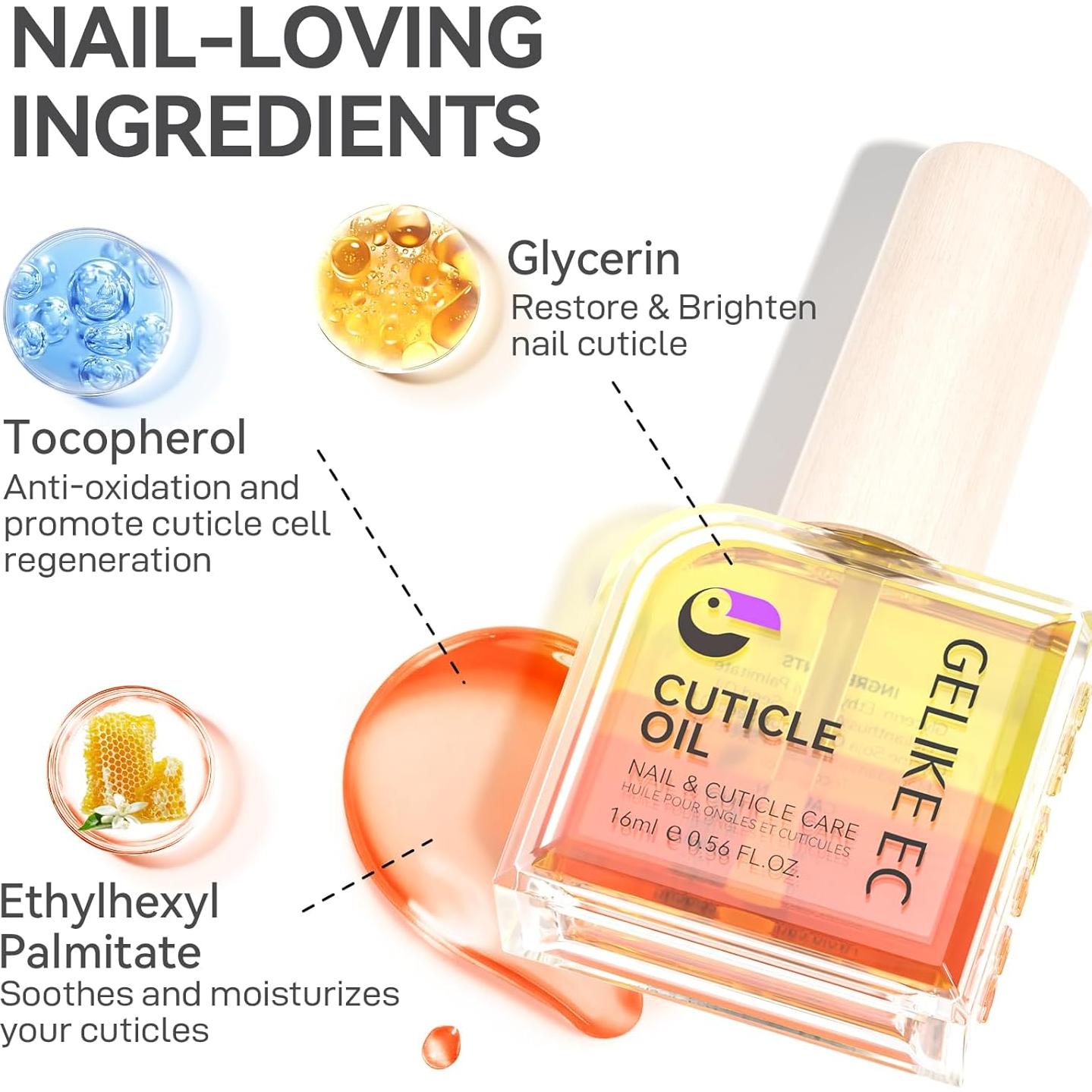 Gelike EC Cuticle Oil For Nails: Natural Nail Oil Honey of JOJOBA and Vit E - Cuticle Moisturizes and Conditions Dry Nail Skin