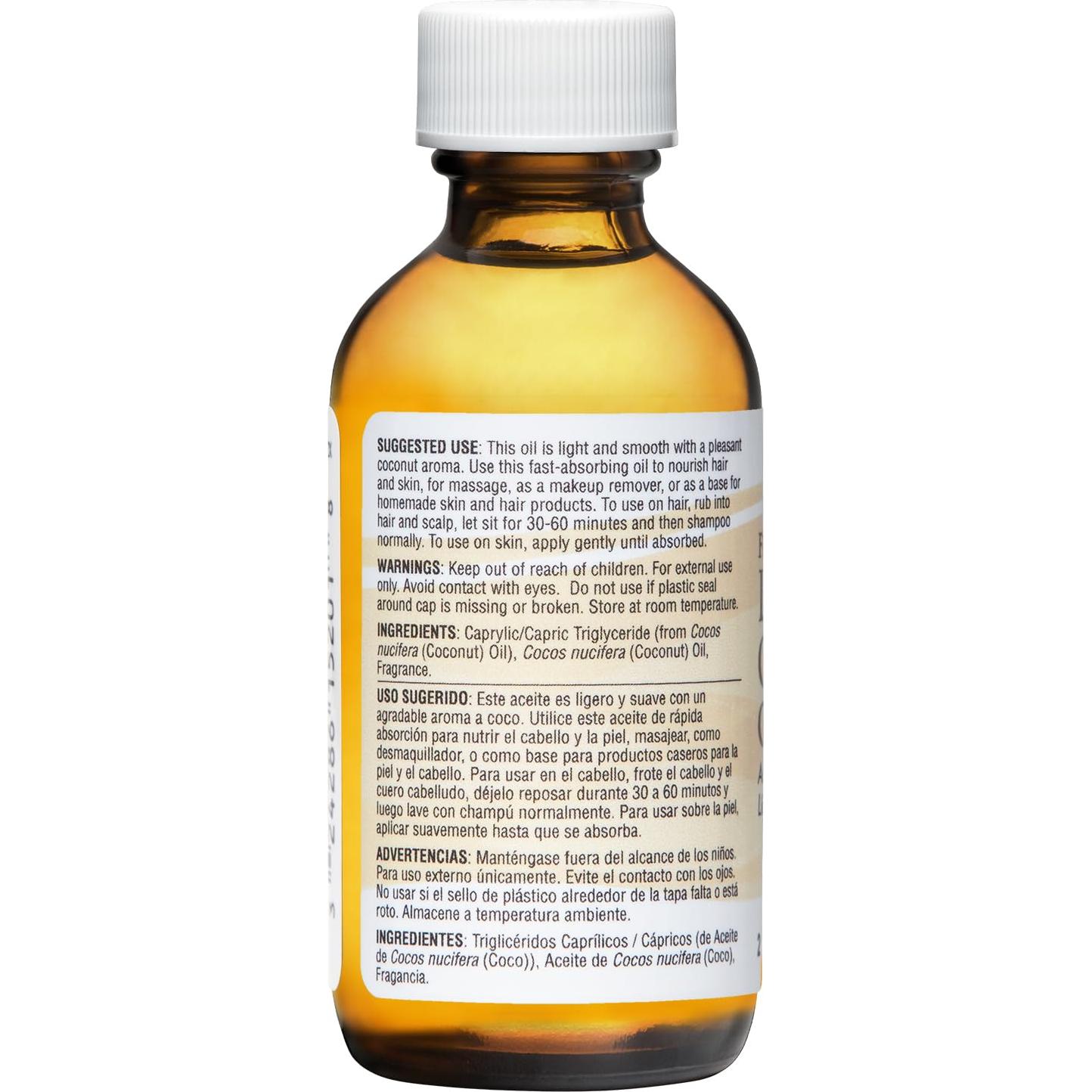 Aceite de Coco Líquido Fraccionado De La Cruz 59 ML - Hidratante Piel y Cabello