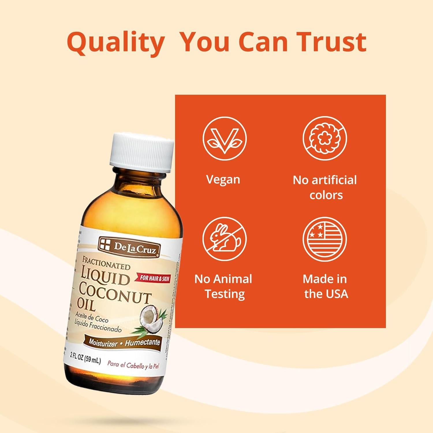 Aceite de Coco Líquido Fraccionado De La Cruz 59 ML - Hidratante Piel y Cabello