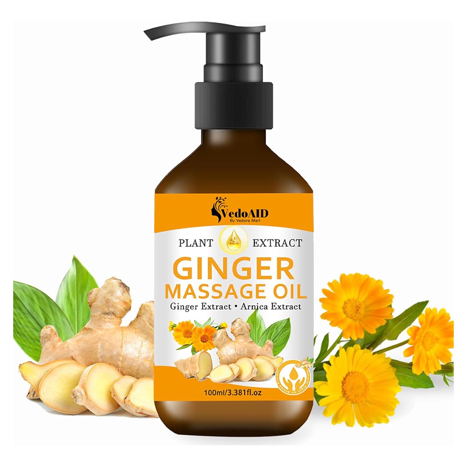 Aceite de Masaje de Jengibre Natural con Árnica y Vitamina E 136g