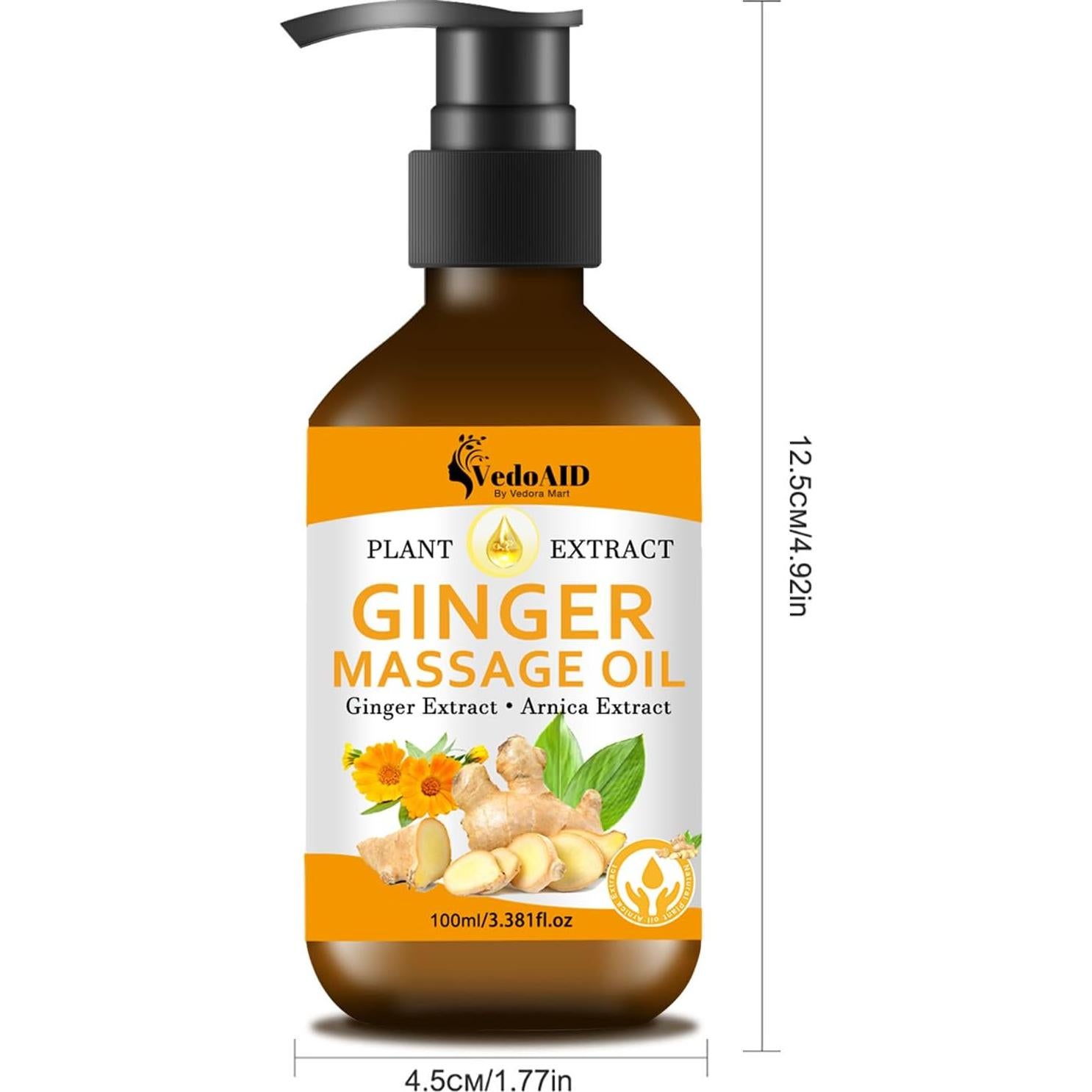 Aceite de Masaje de Jengibre Natural con Árnica y Vitamina E 136g