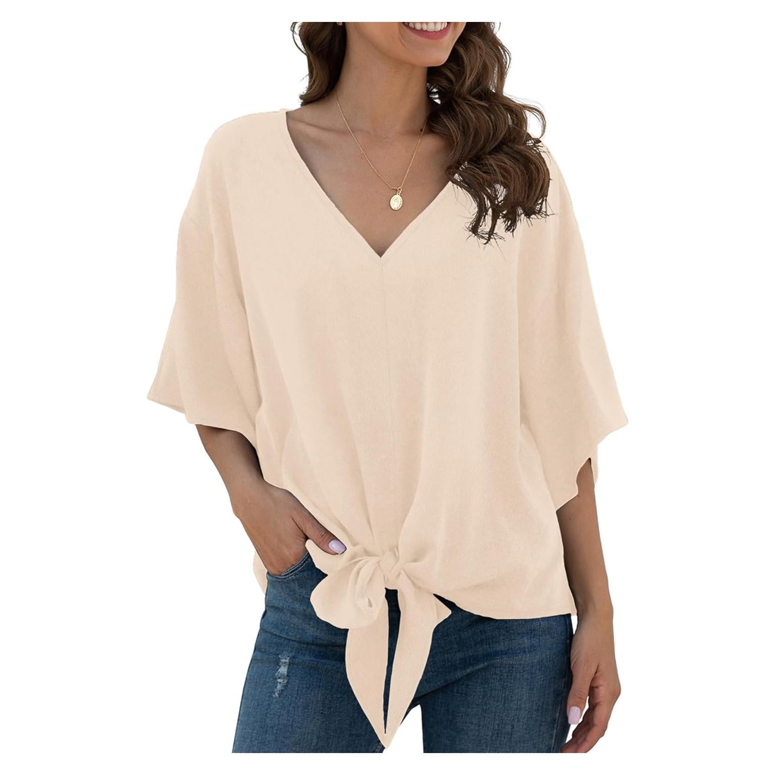 Blusa de Chifón VIISHOW para Mujeres con Nudo Frontal y Escote en V