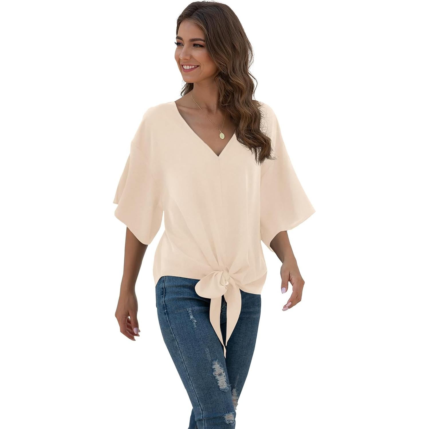 Blusa de Chifón VIISHOW para Mujeres con Nudo Frontal y Escote en V