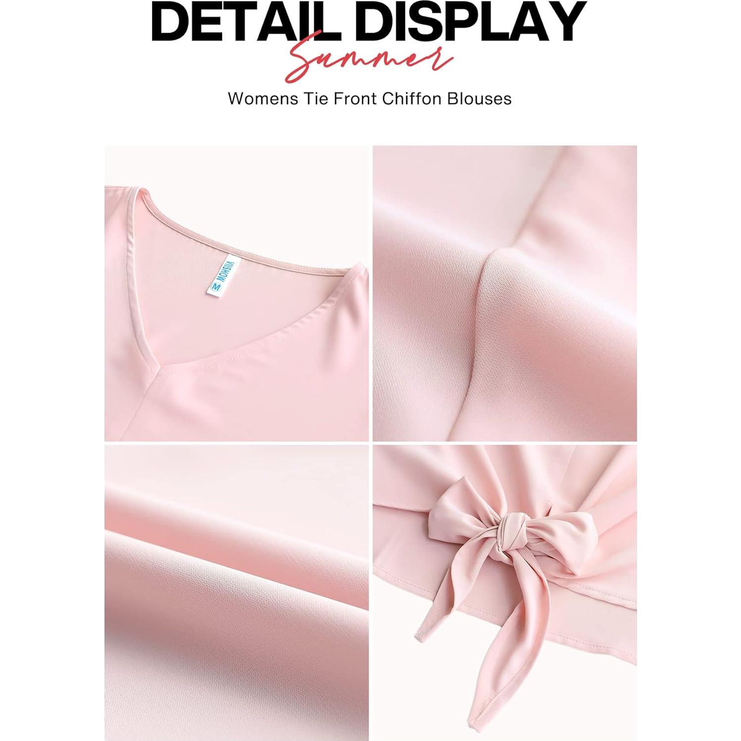 Blusa de Chifón VIISHOW para Mujeres con Nudo Frontal y Escote en V