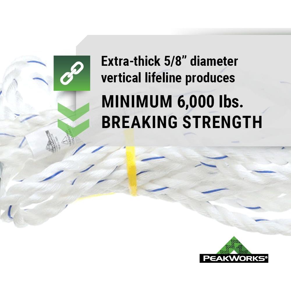 Cuerda Vertical Peakworks 7,62 m con Gancho de Resorte