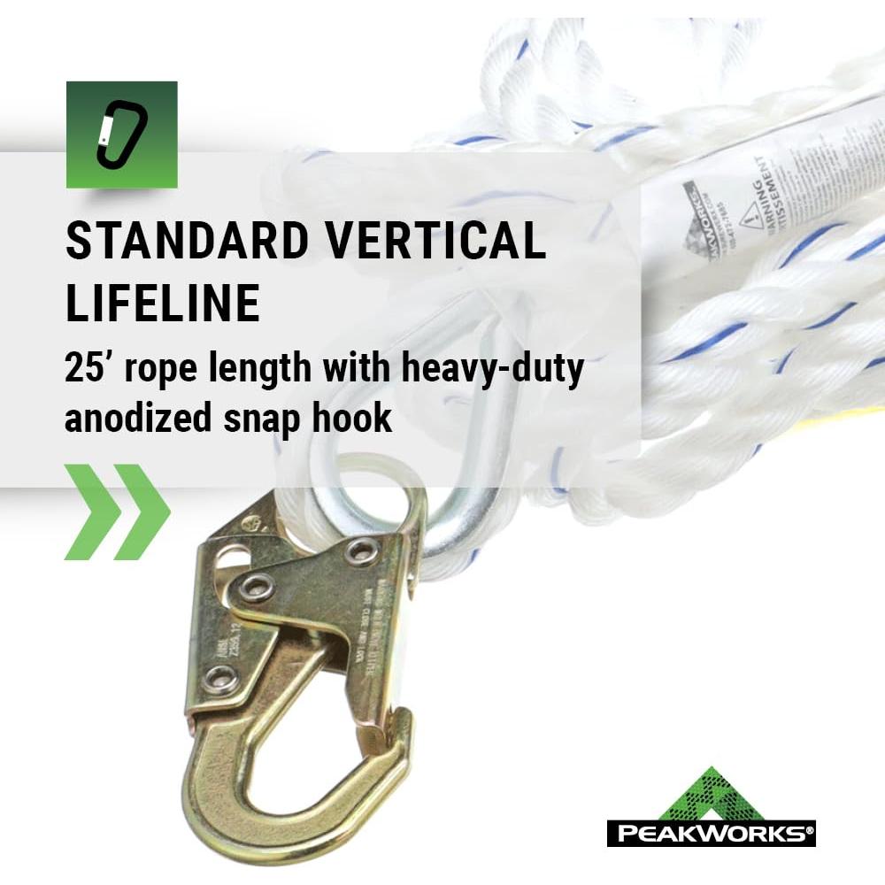 Cuerda Vertical Peakworks 7,62 m con Gancho de Resorte