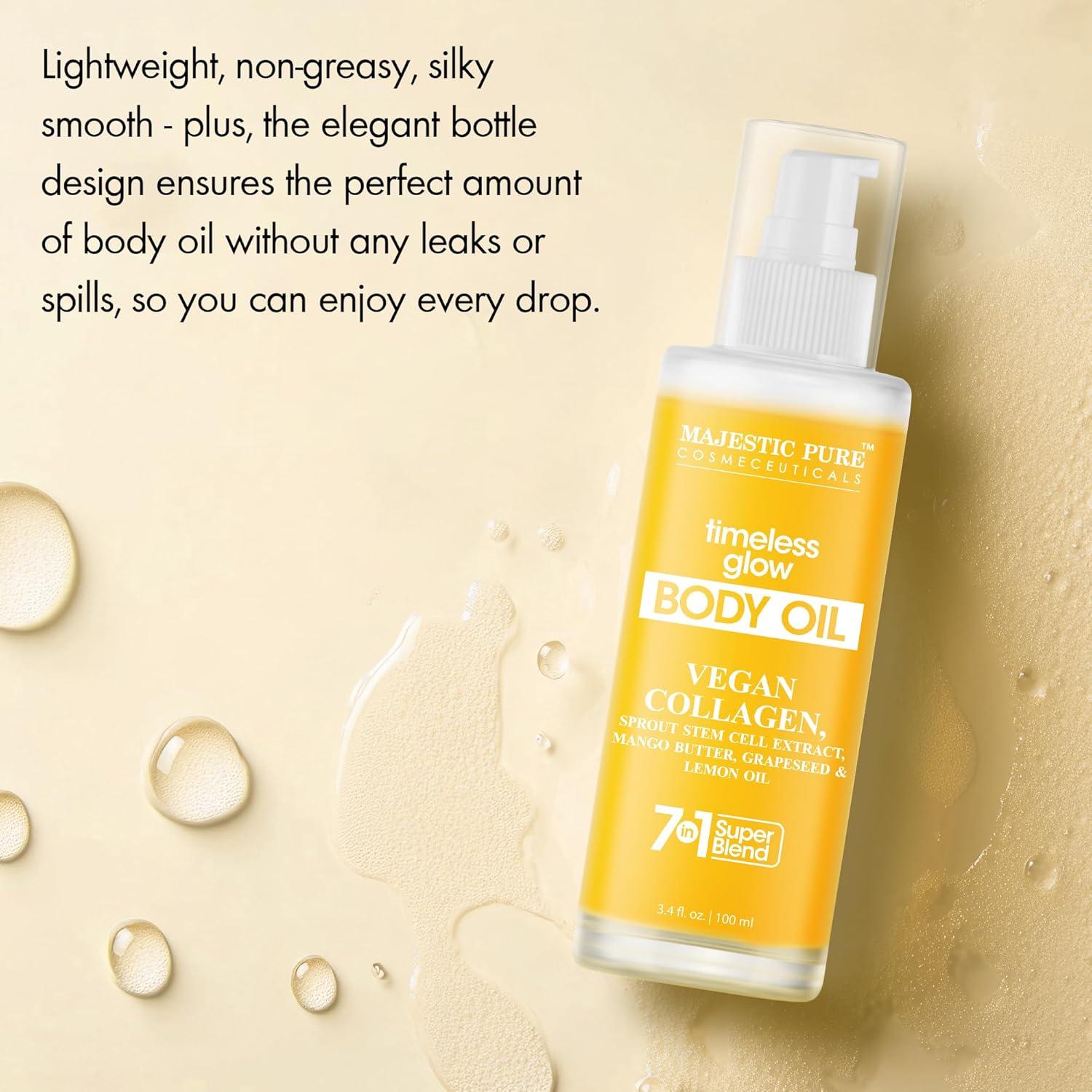 Aceite Corporal Majestic Pure Timeless Glow 100ml - Colágeno Vegano y Aceite de Semilla de Uva