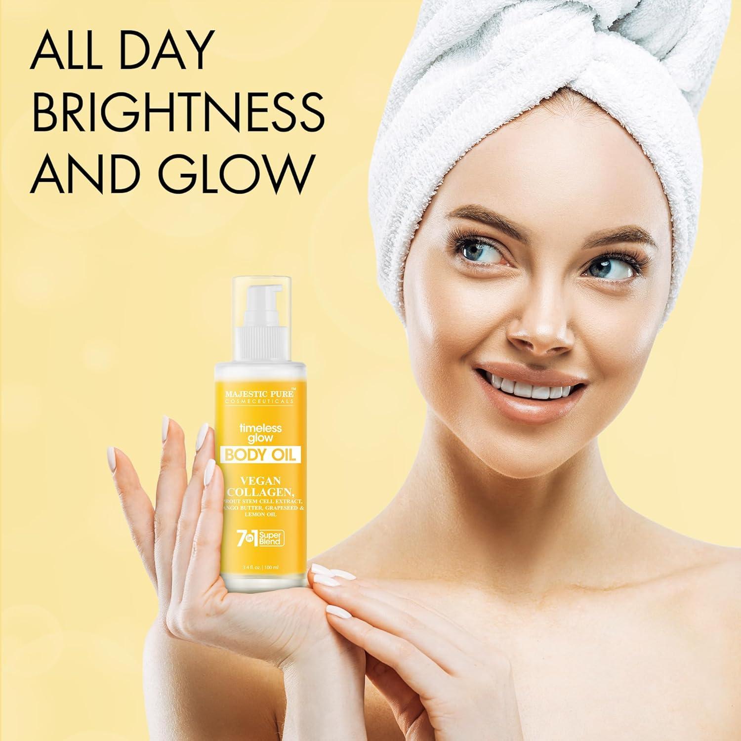 Aceite Corporal Majestic Pure Timeless Glow 100ml - Colágeno Vegano y Aceite de Semilla de Uva