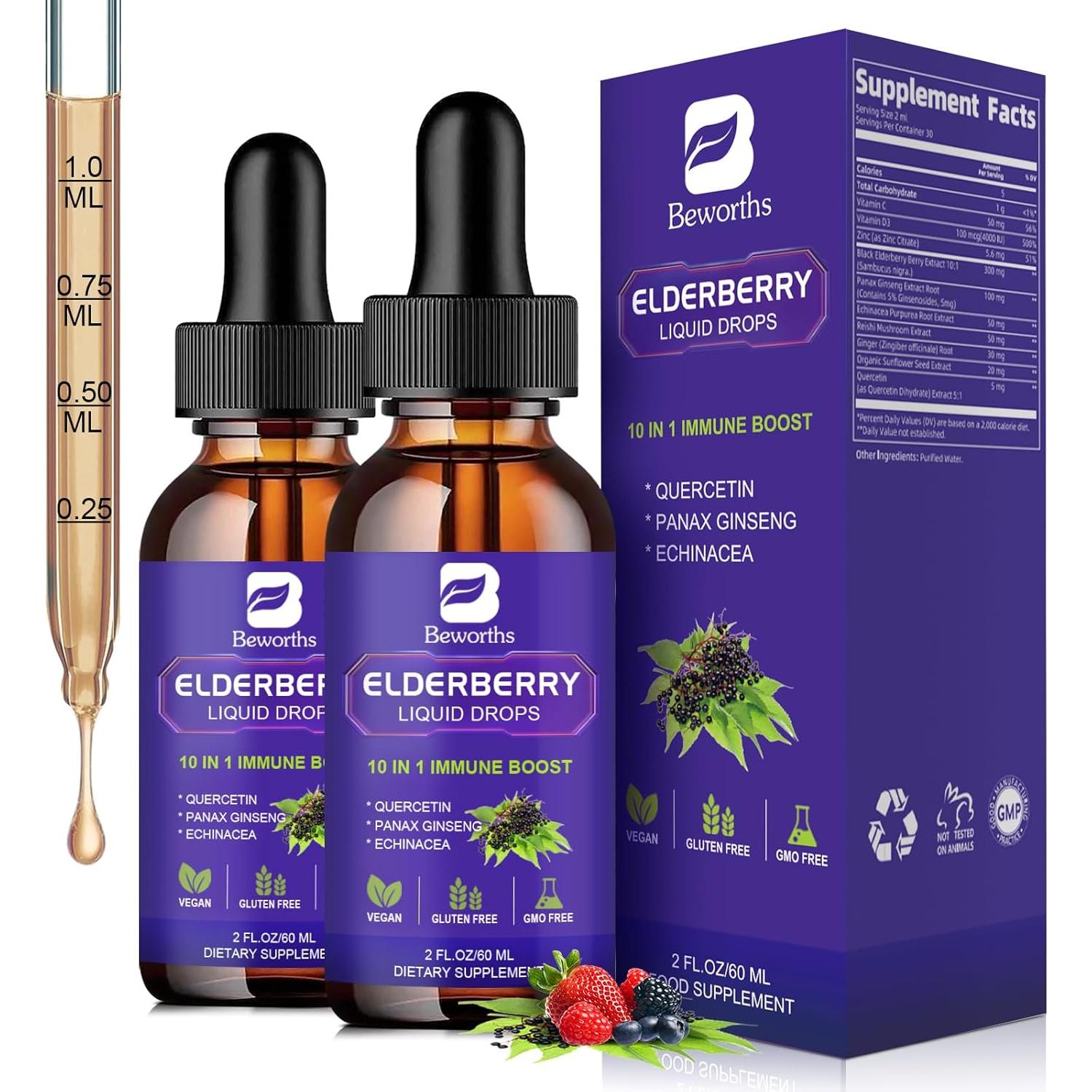 Jarabe de Saúco B BEWORTHS 59 ml x 2 con Vitamina C y Zinc