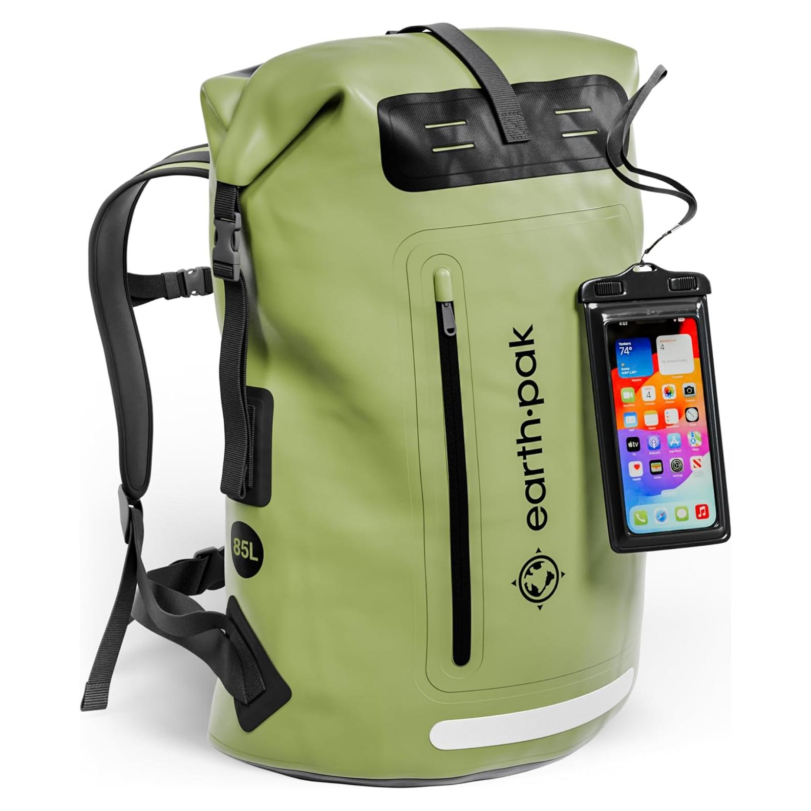 Mochila Impermeable Earth Pak 85L Verde para Senderismo