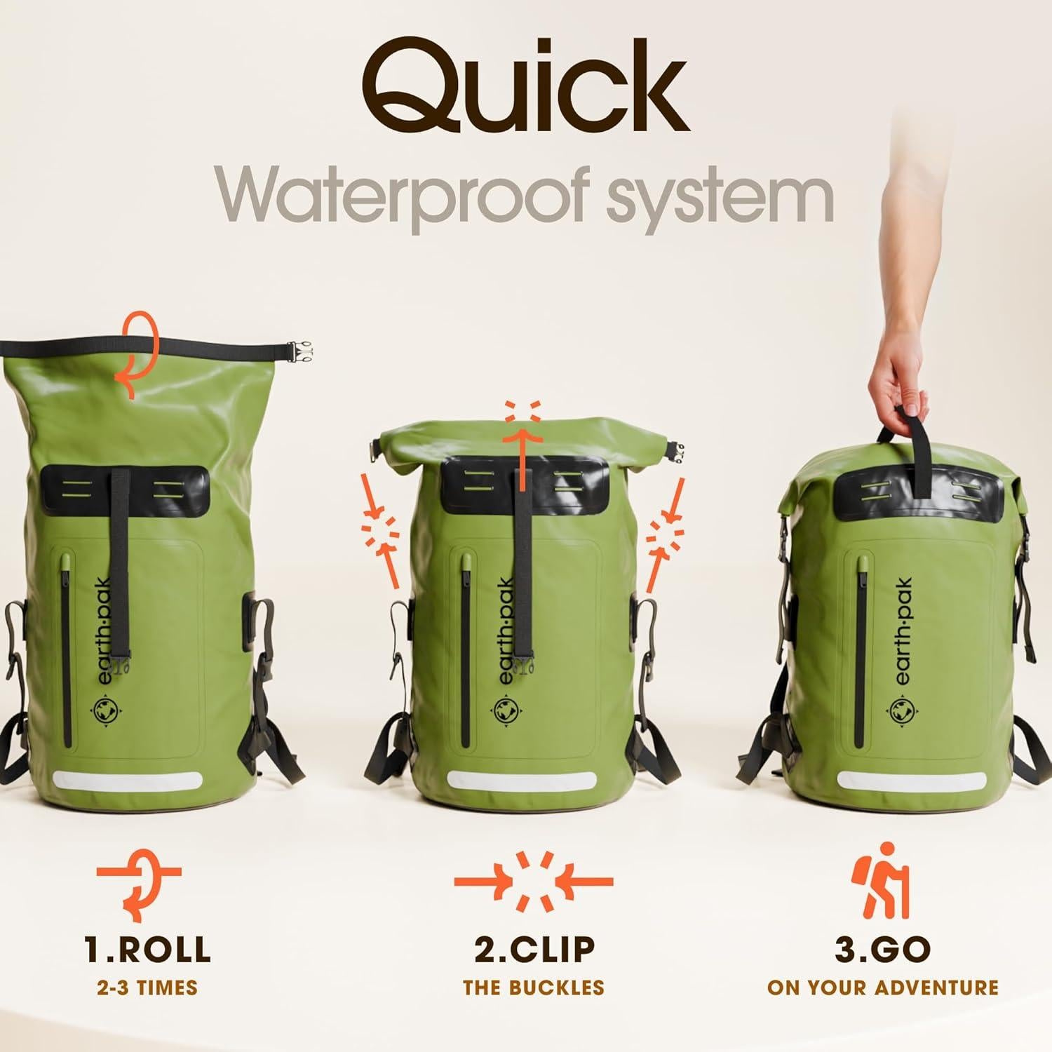 Mochila Impermeable Earth Pak 85L Verde para Senderismo