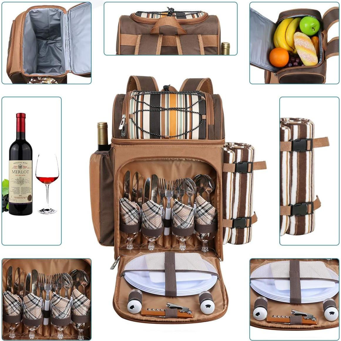 Mochila de Picnic Hap Tim para 4 Personas con Compartimento Térmico