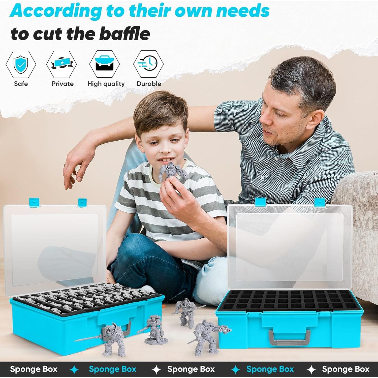 Caja de Transporte de Miniaturas Madcat 120 Ranuras Azul