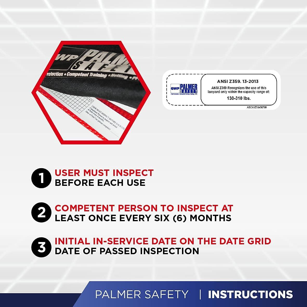 Lanyard de Seguridad Palmer Safety L121133 1.83 m con Ganchos