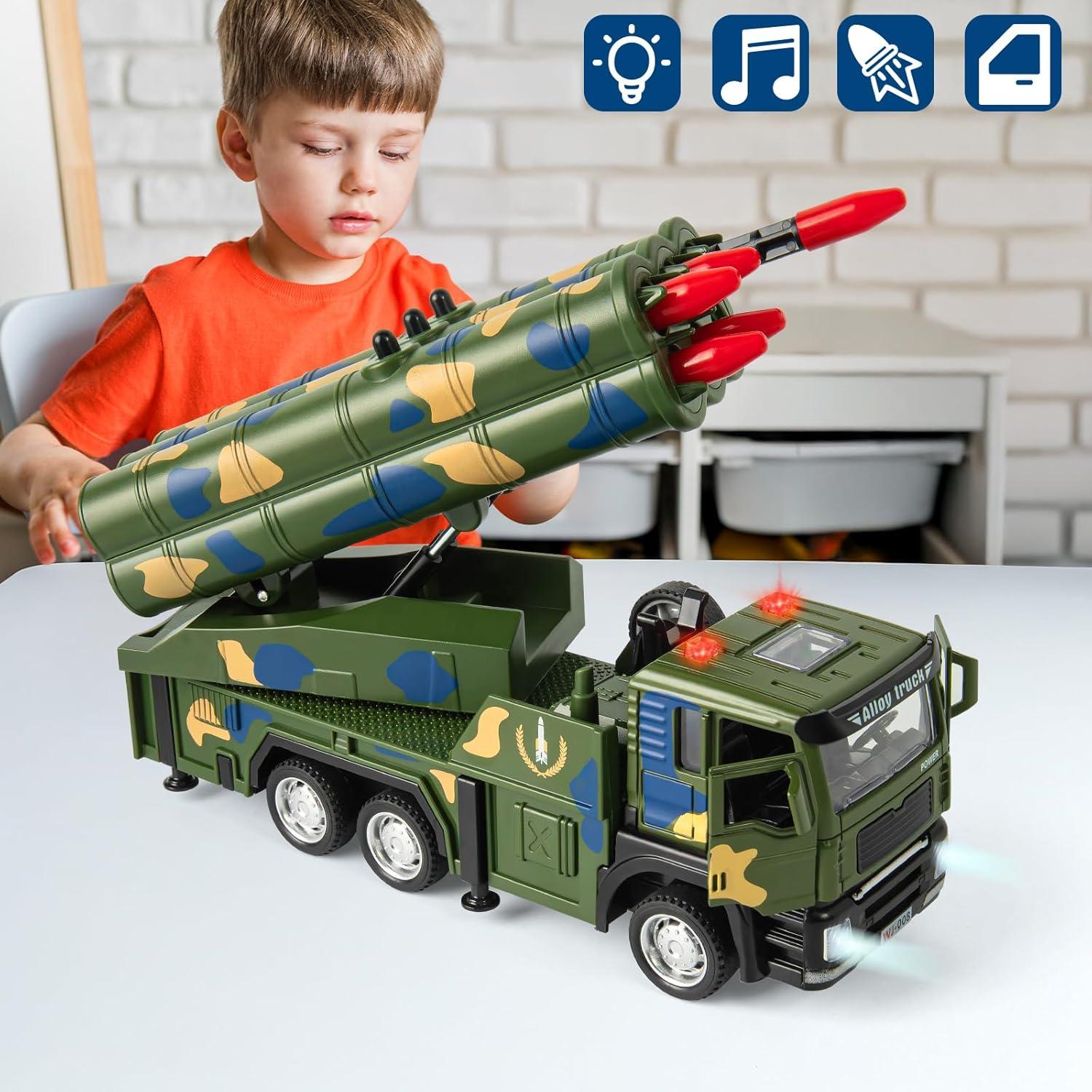 Camión Militar de Juguete con 6 Misiles y Luz - 380g