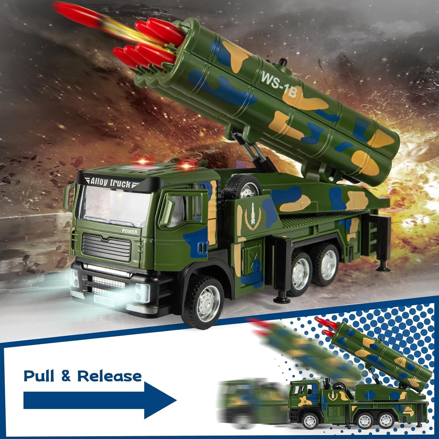 Camión Militar de Juguete con 6 Misiles y Luz - 380g