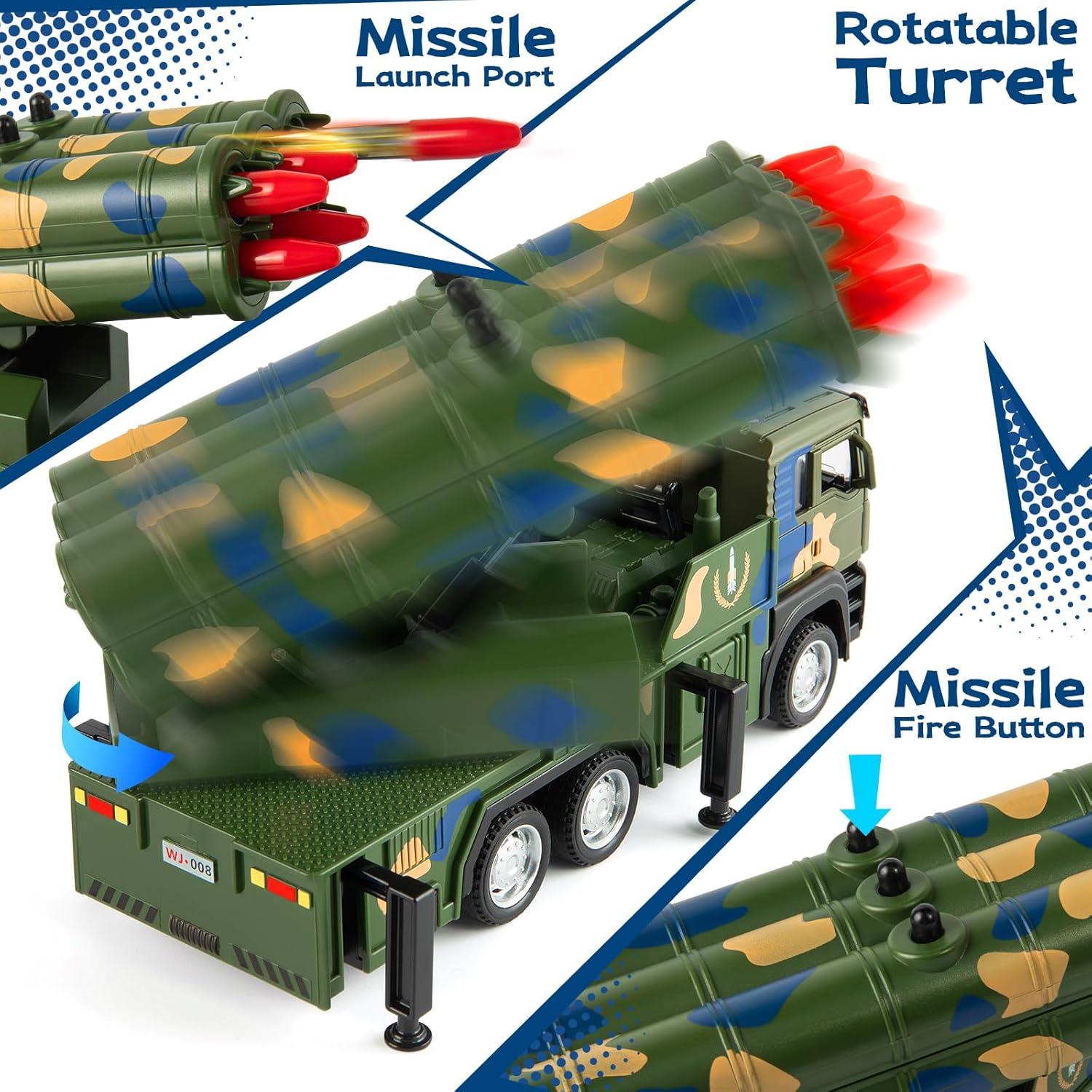 Camión Militar de Juguete con 6 Misiles y Luz - 380g
