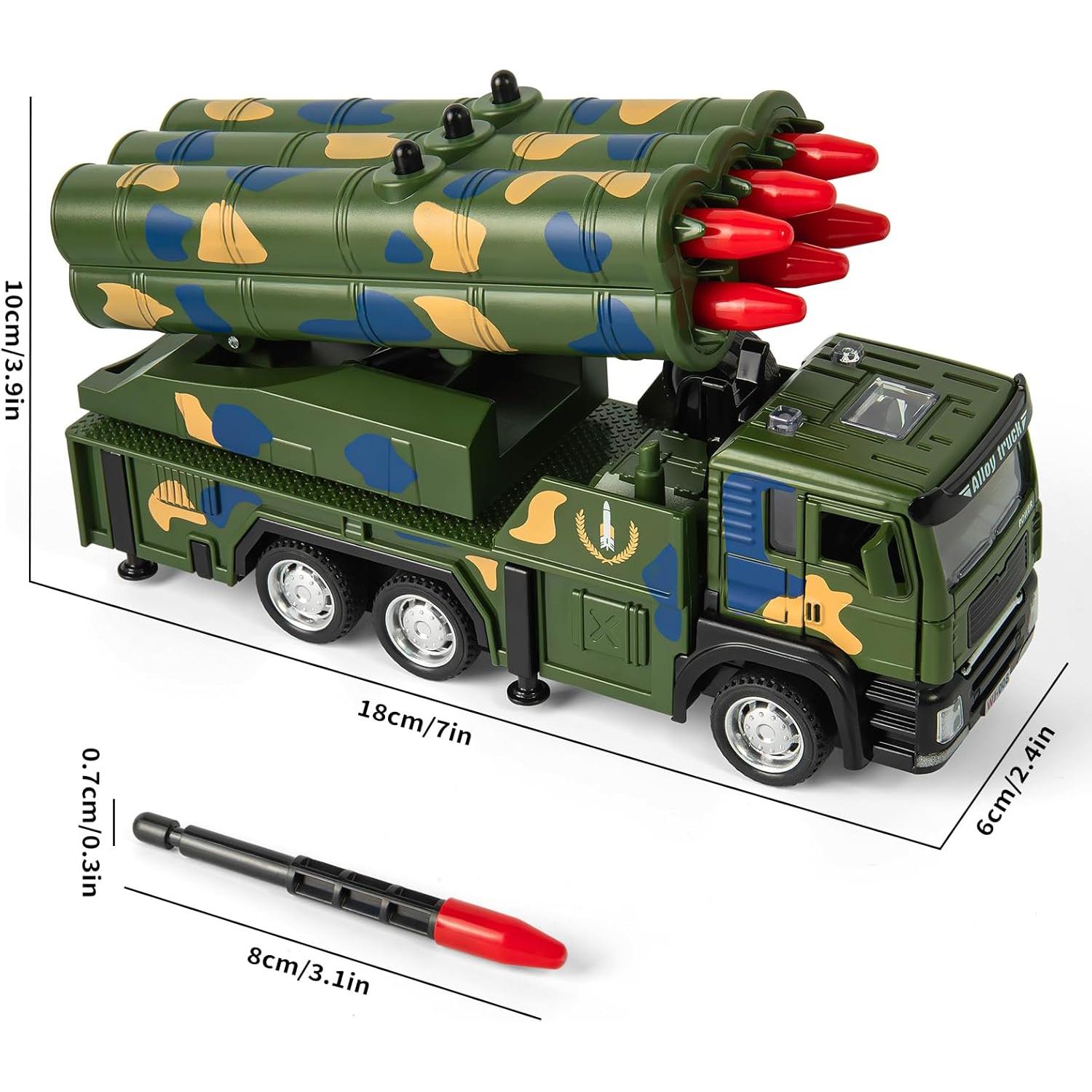 Camión Militar de Juguete con 6 Misiles y Luz - 380g