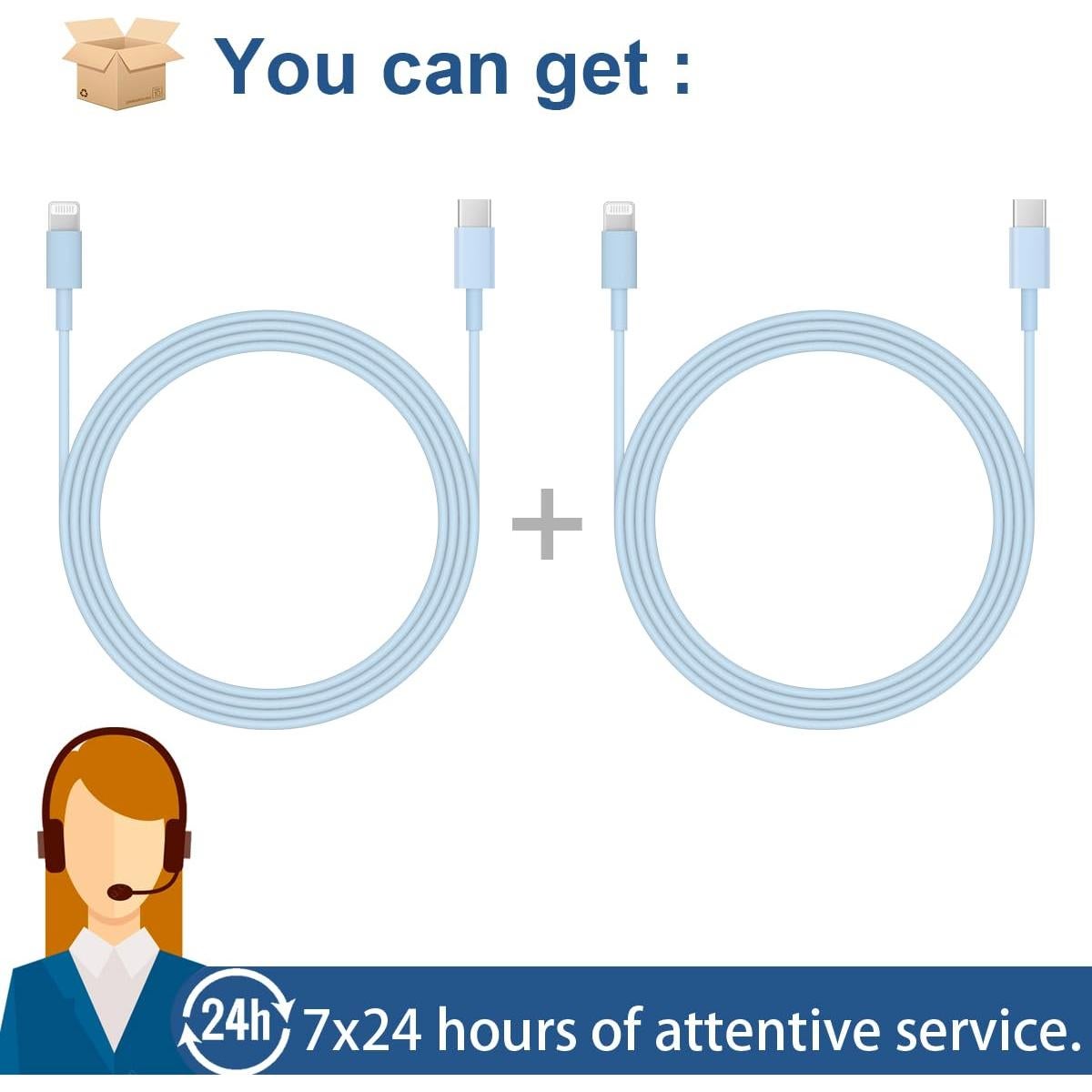 Cable de Carga Rápida USB-C a Lightning ROMITAZ 2m - Paquete de 2