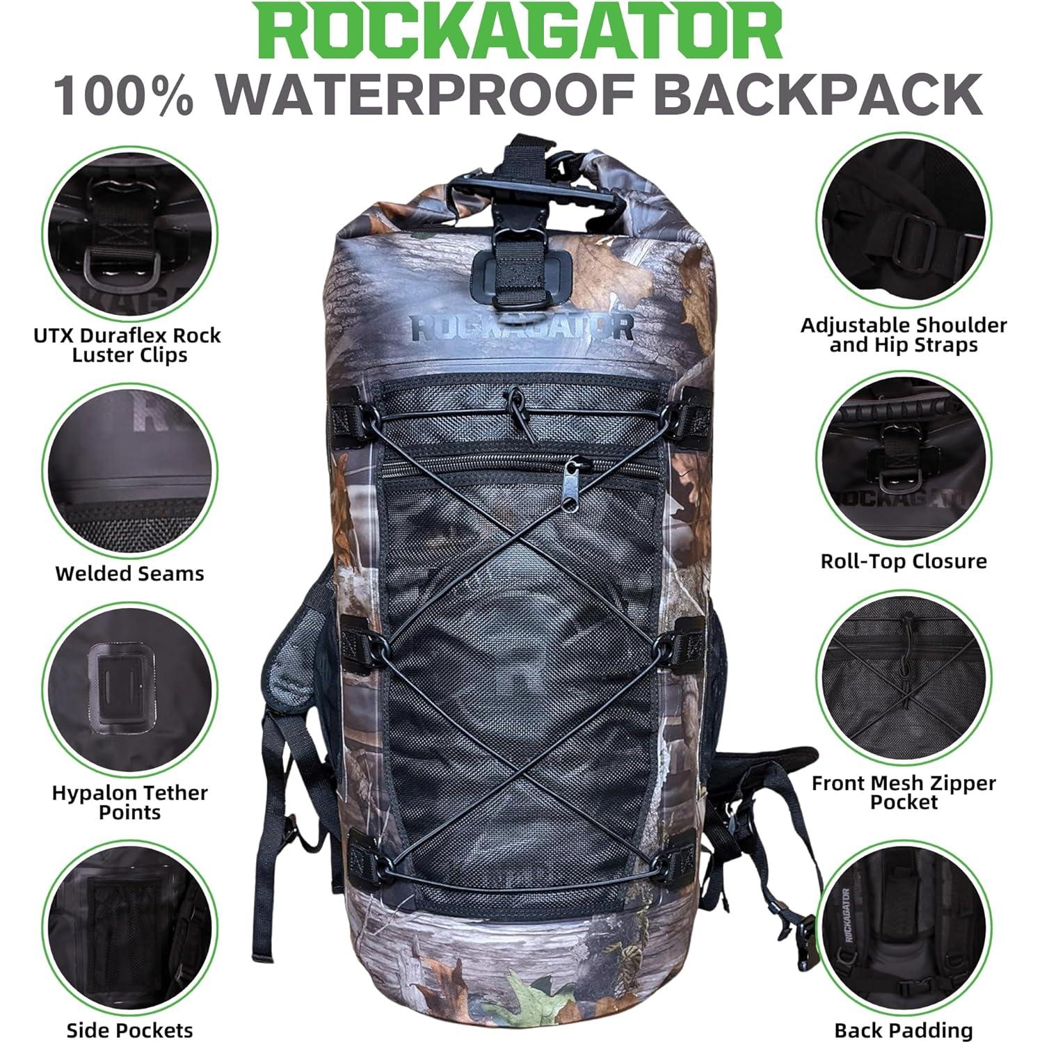 Mochila Impermeable Rockagator 90L Camo para Aventura