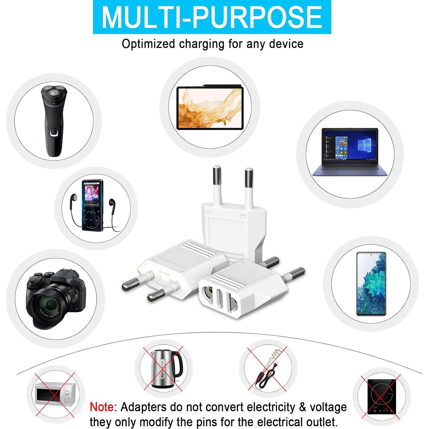 10 Adaptadores de Enchufe Tipo C MIKWOAB para Europa 220V