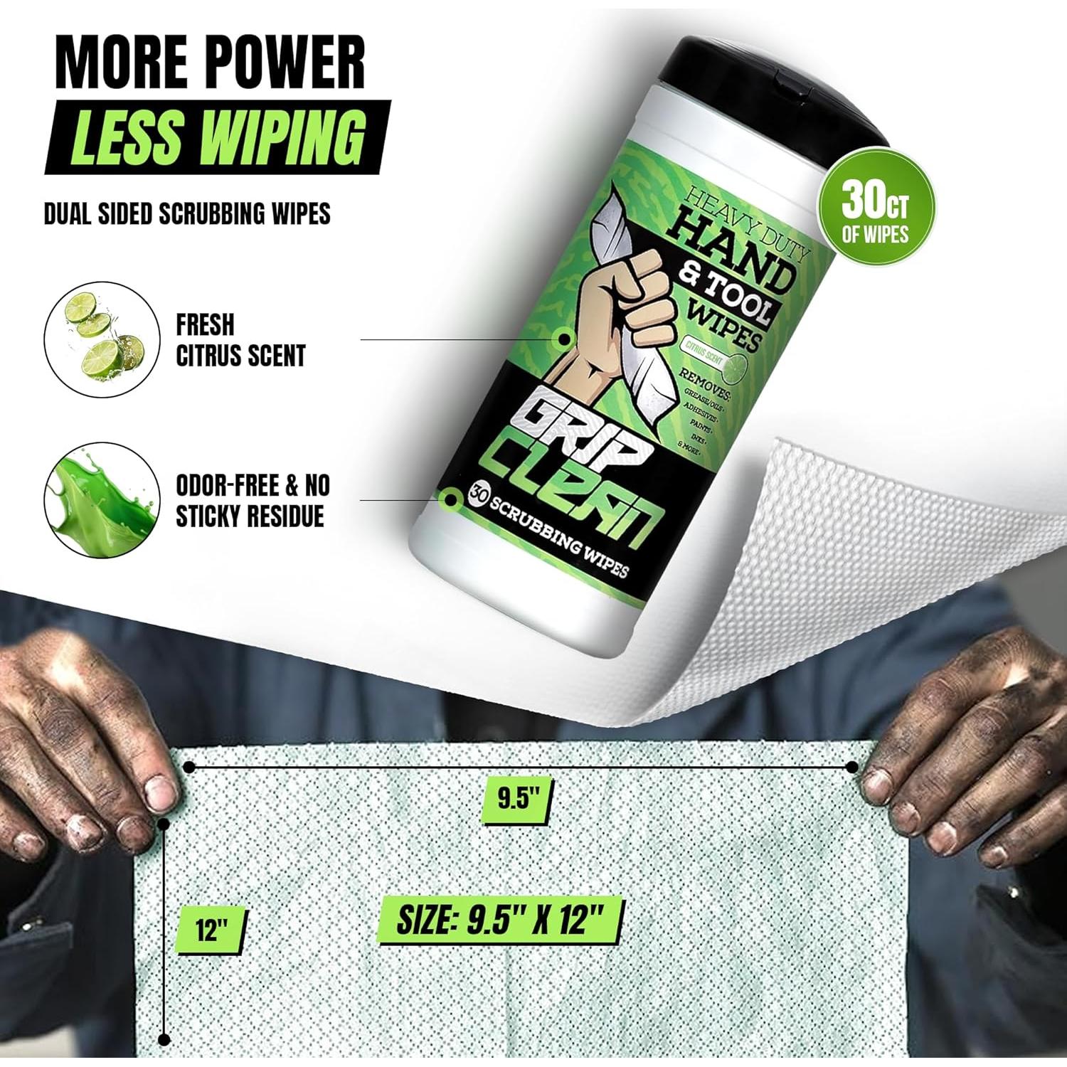 Toallitas de Limpieza Grip Clean 30ct - Sin Agua para Mecánicos