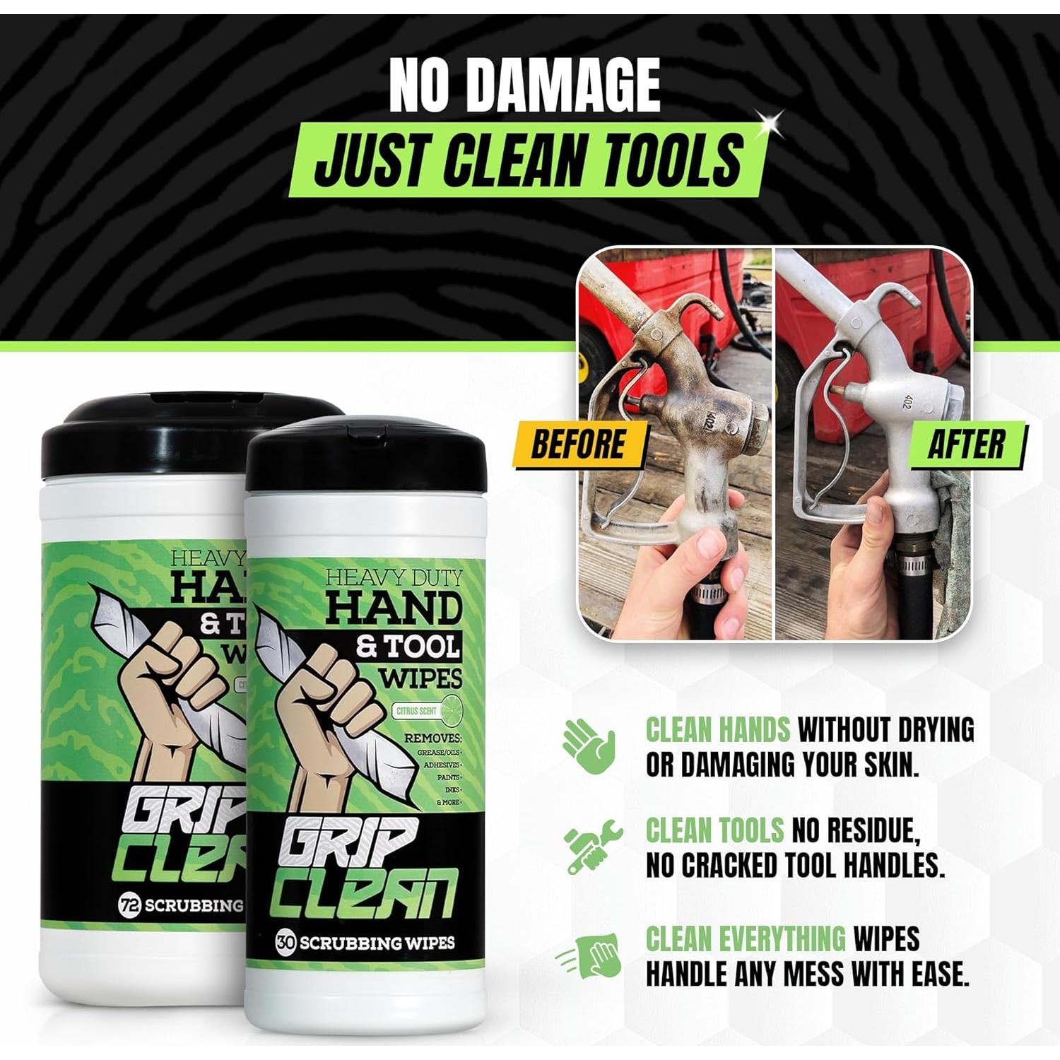 Toallitas de Limpieza Grip Clean 30ct - Sin Agua para Mecánicos