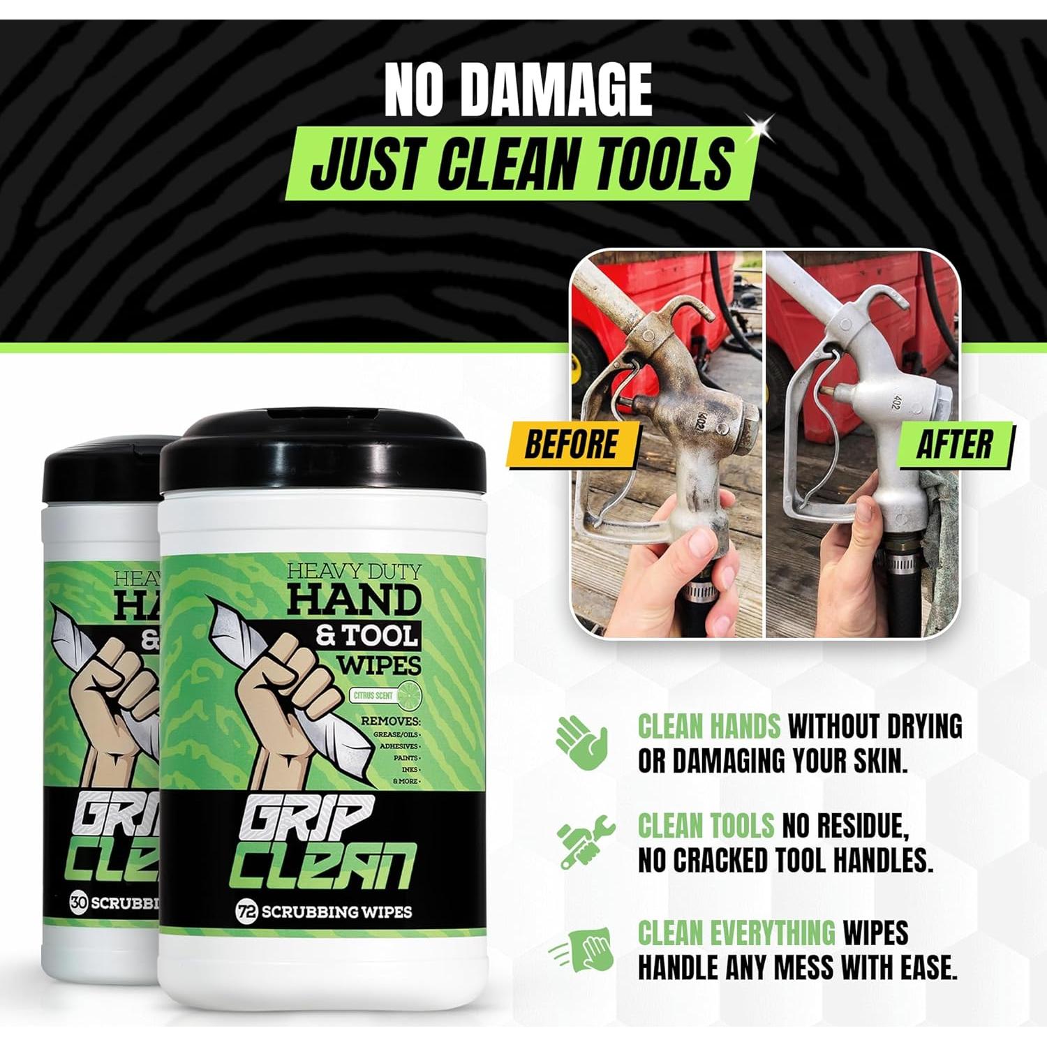 Toallitas de Limpieza Grip Clean 30ct - Sin Agua para Mecánicos