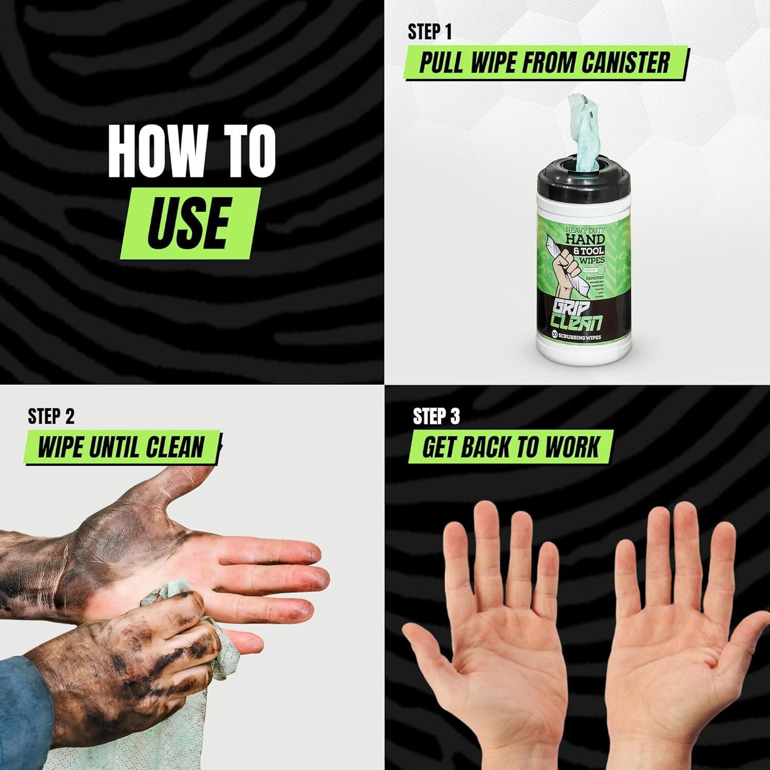 Toallitas de Limpieza Grip Clean 30ct - Sin Agua para Mecánicos