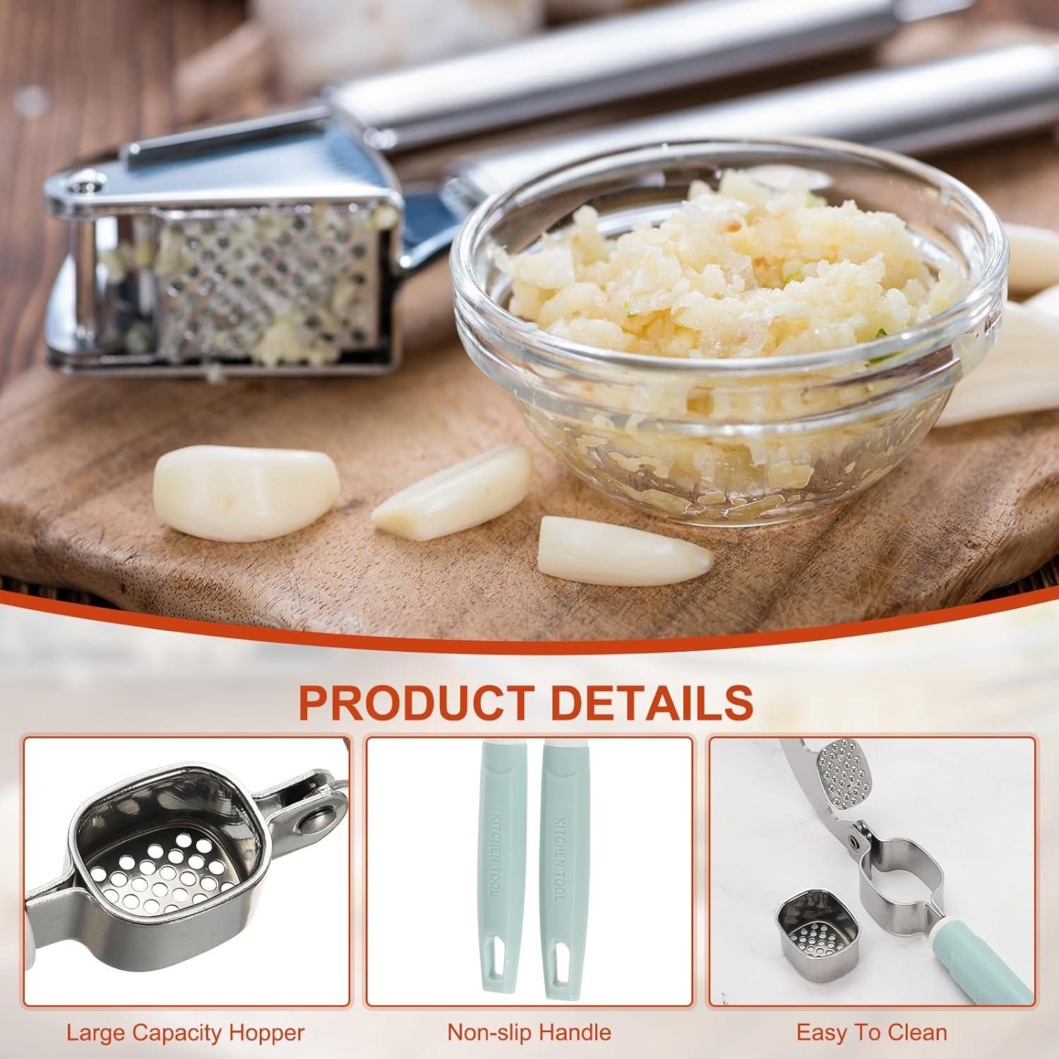 Prensa de Ajo uxcell 19.5 cm Acero Inoxidable Azul