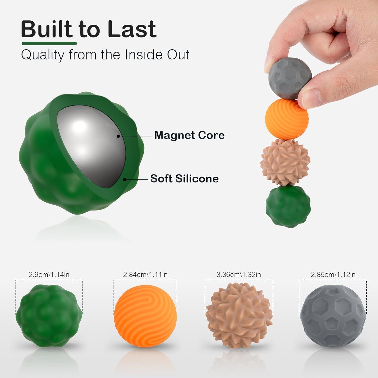 Pelotas Antiestrés Ednzion - 4PCS Silicona Magnética Táctil