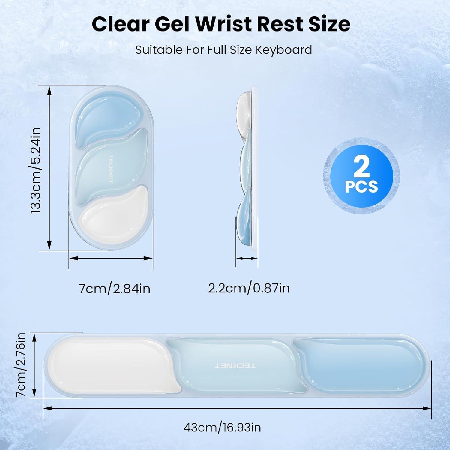 Reposapiés de Gel Ergonómico Tecknet Azul para Teclado y Mouse