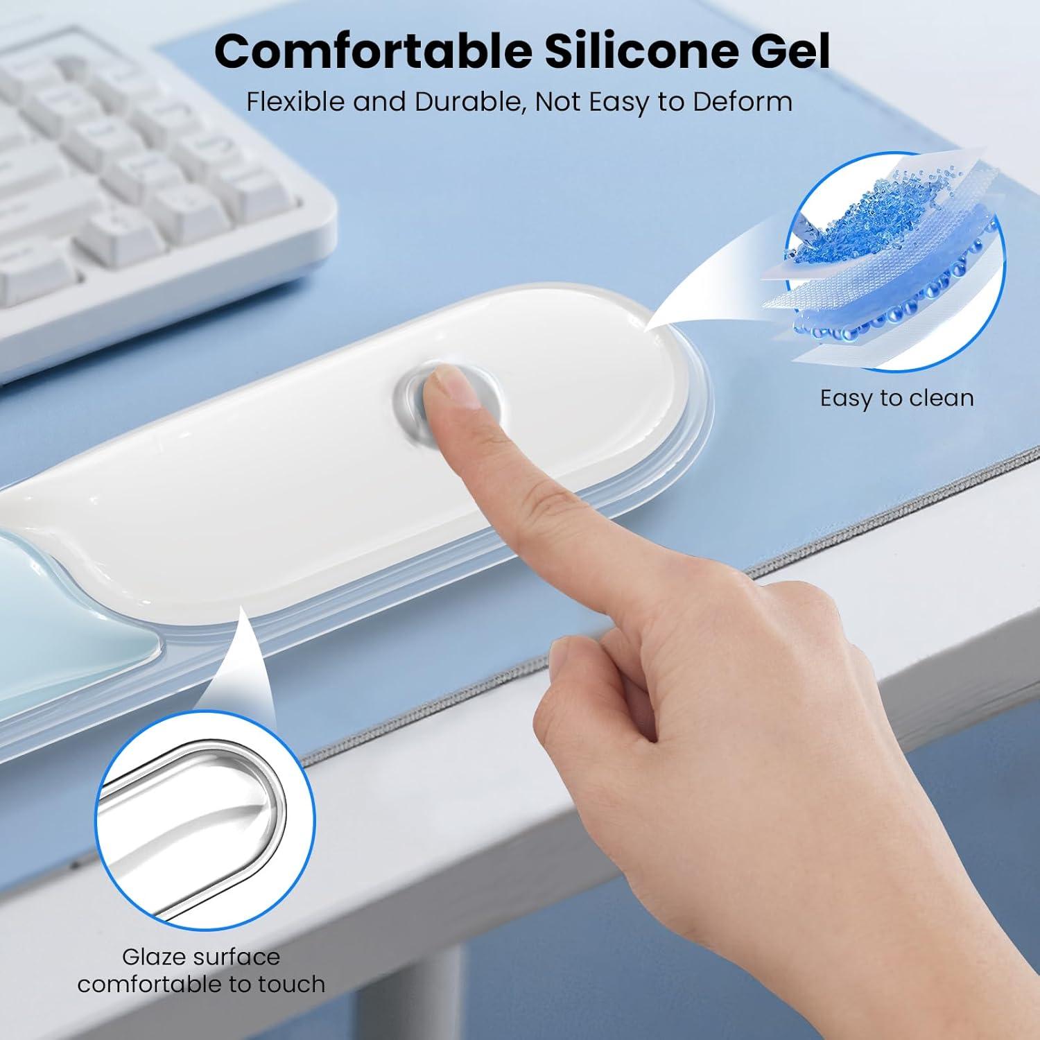 Reposapiés de Gel Ergonómico Tecknet Azul para Teclado y Mouse
