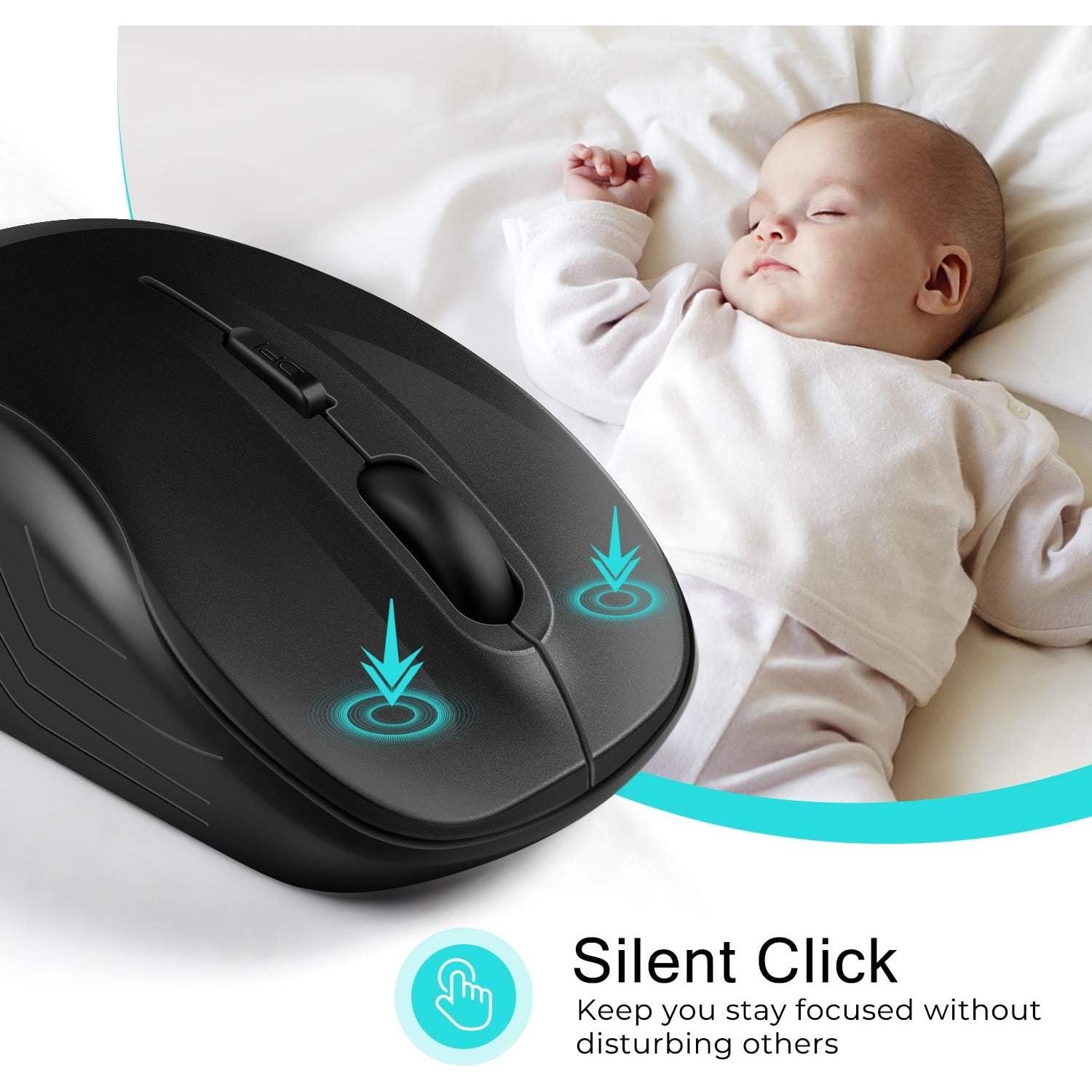 LeadsaiL Ratón Inalámbrico Silencioso 2.4G Compacto Negro