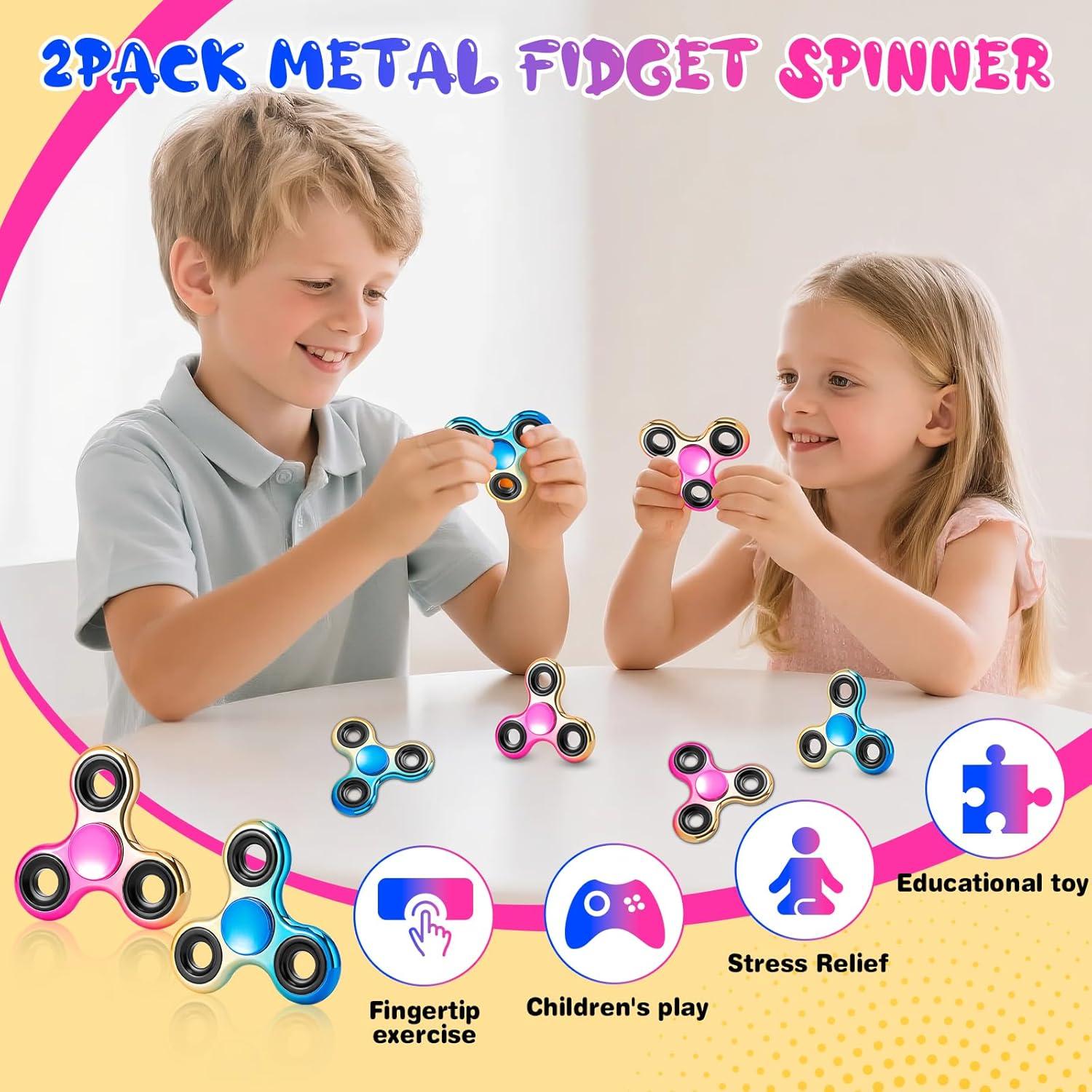Paquete de 2 Fidget Spinners Navideños FIGROL para Alivio de Estrés