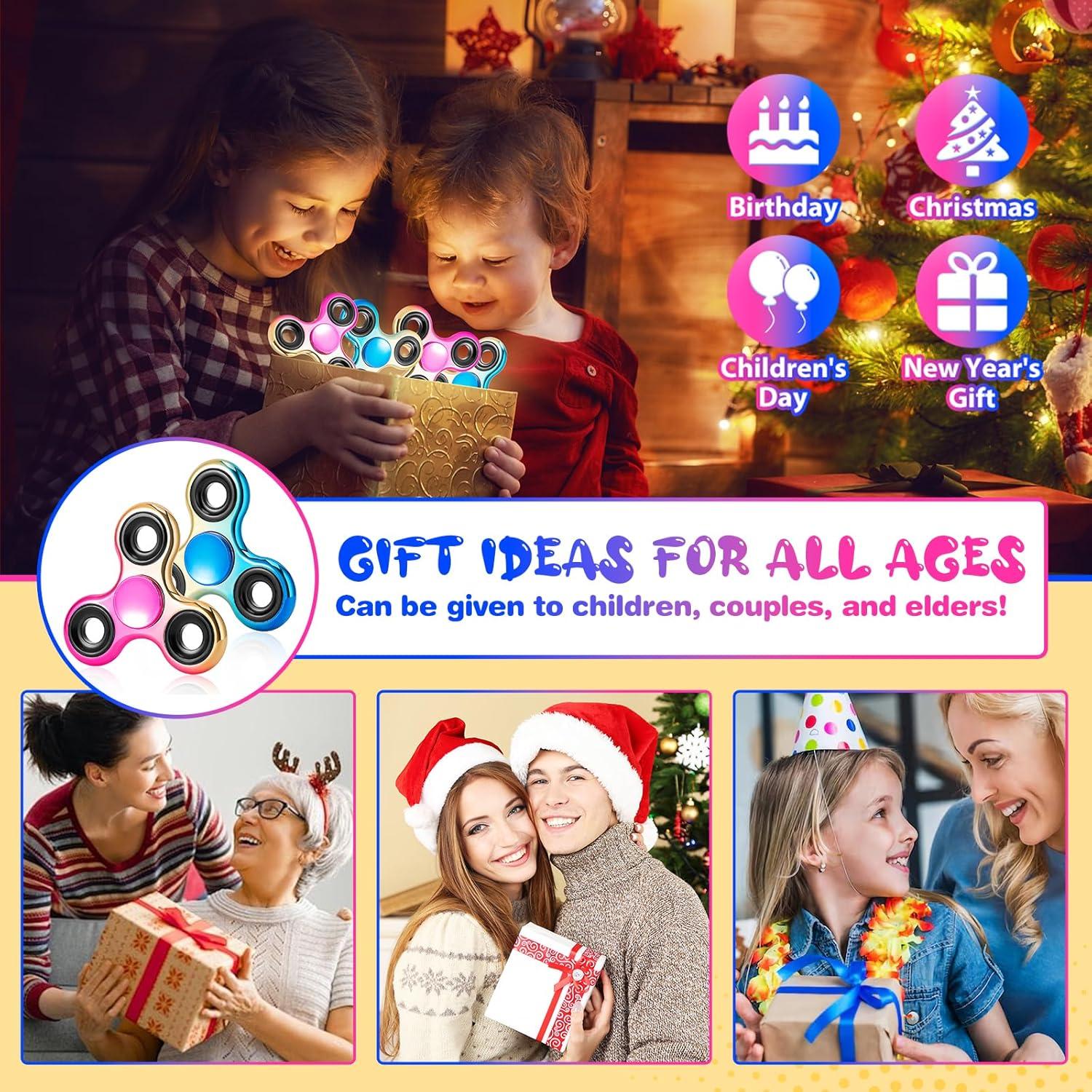 Paquete de 2 Fidget Spinners Navideños FIGROL para Alivio de Estrés