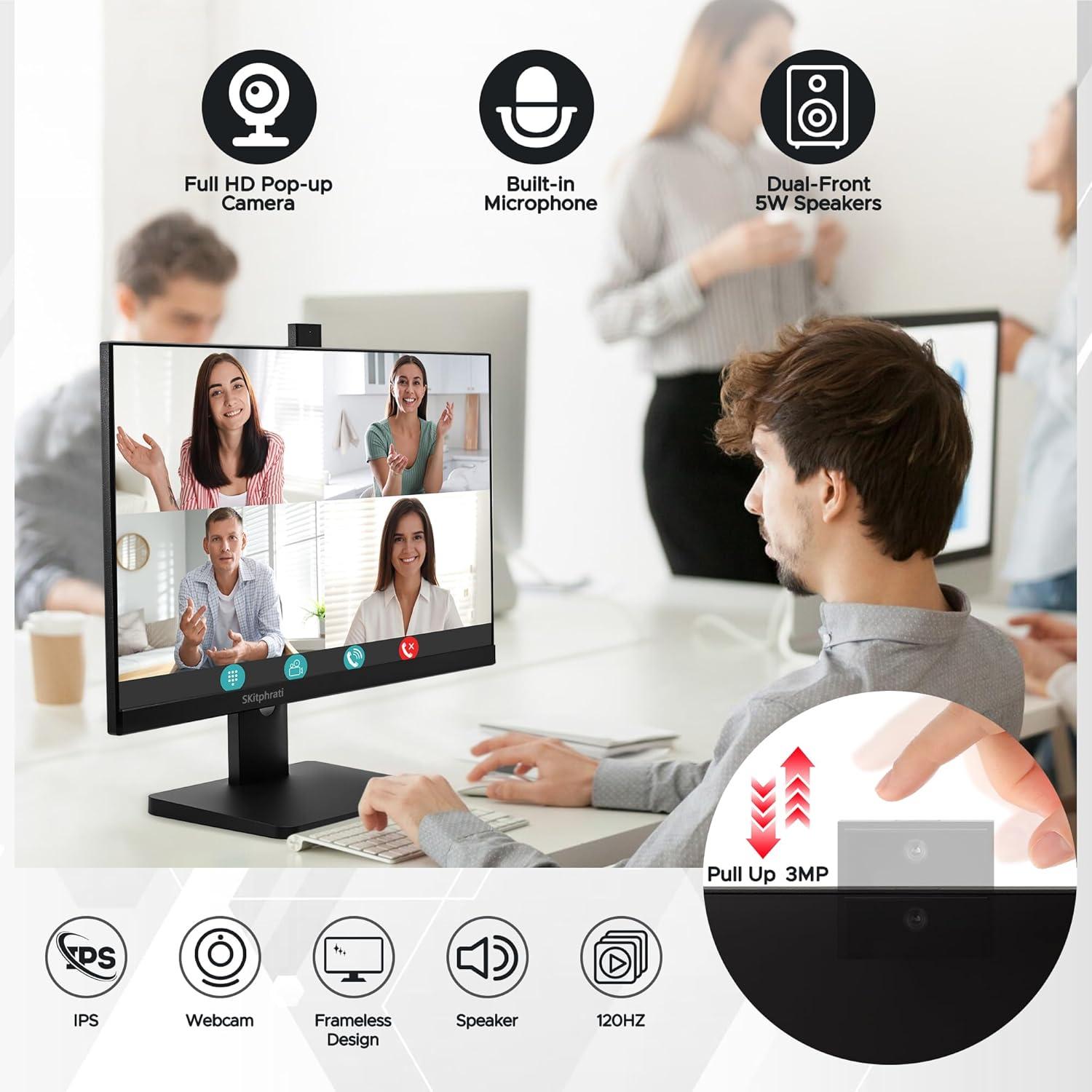 Monitor Empresarial 23.8" SKitphrati Full HD 120Hz con Webcam