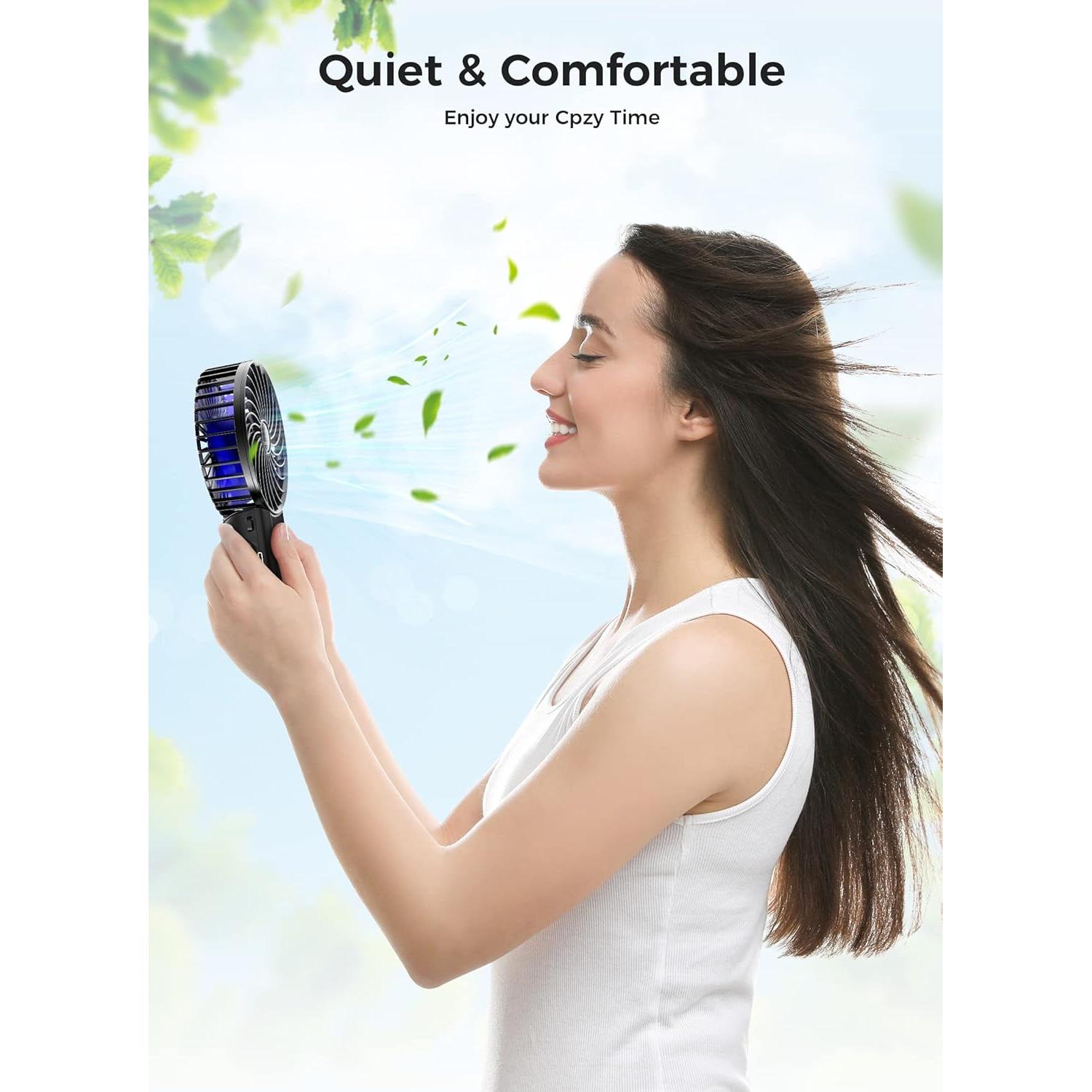 Ventilador de Mano Mini JZCreater Recargable 4 Velocidades