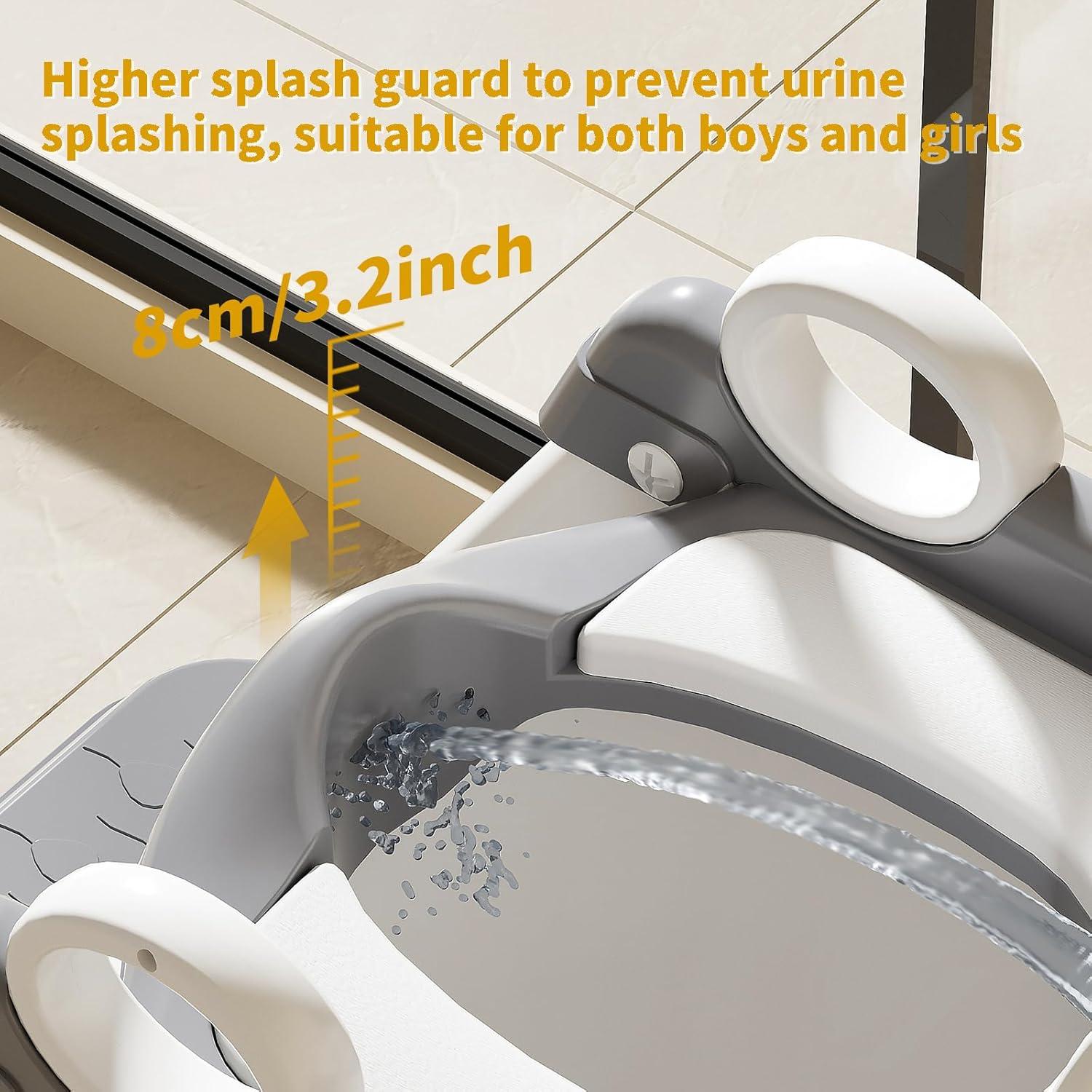 Potty Training Seat,Non Slip Foldable Toilet Training Seat with Soft Cushion, Comfortable HandlesUpgrade Toddler Toilet Seat for Kids Boys Girls,Potty Training Toilet Seat with Step Stool Ladder,