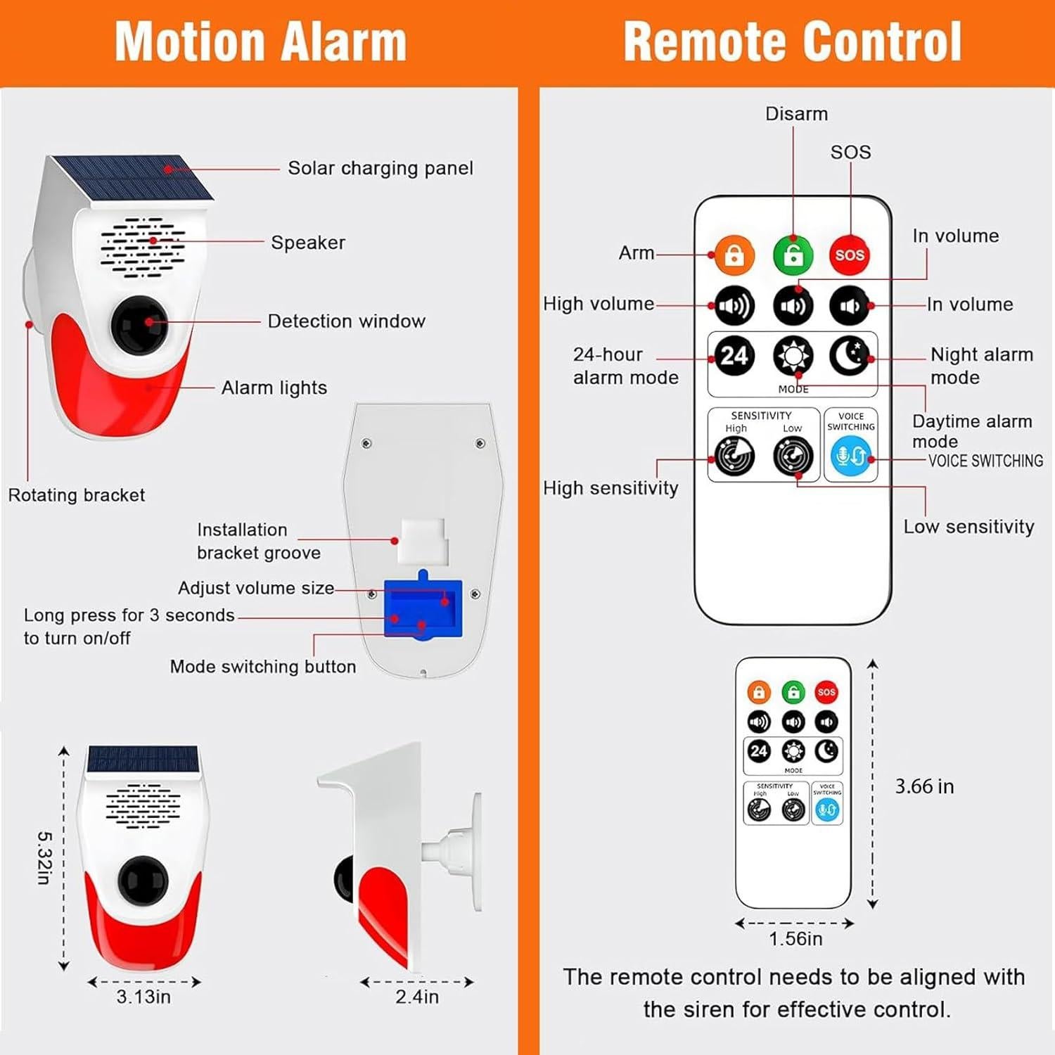 Alarma de Movimiento Solar XYszpcgs con 8 Sonidos Personalizables
