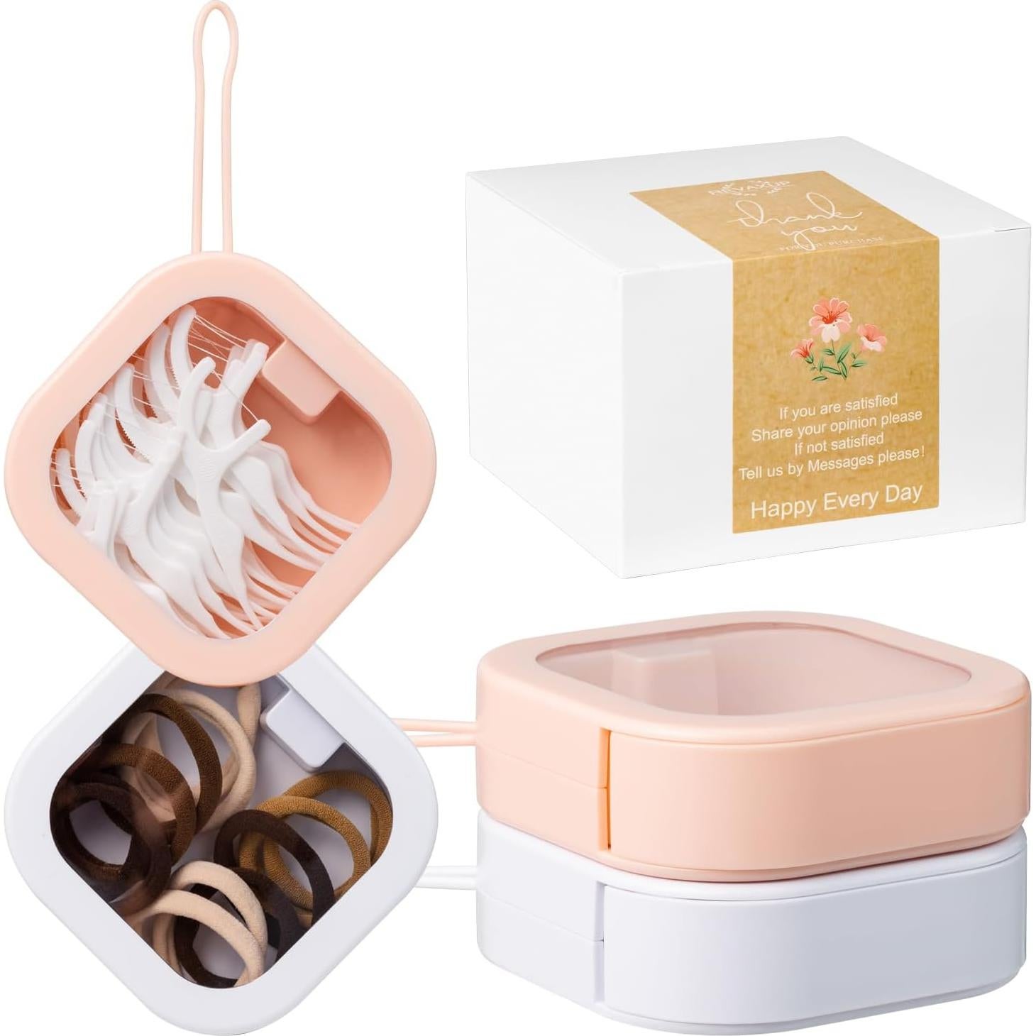 Organizador de Lazos de Cabello REVAXUP 2pcs Rosa y Blanco