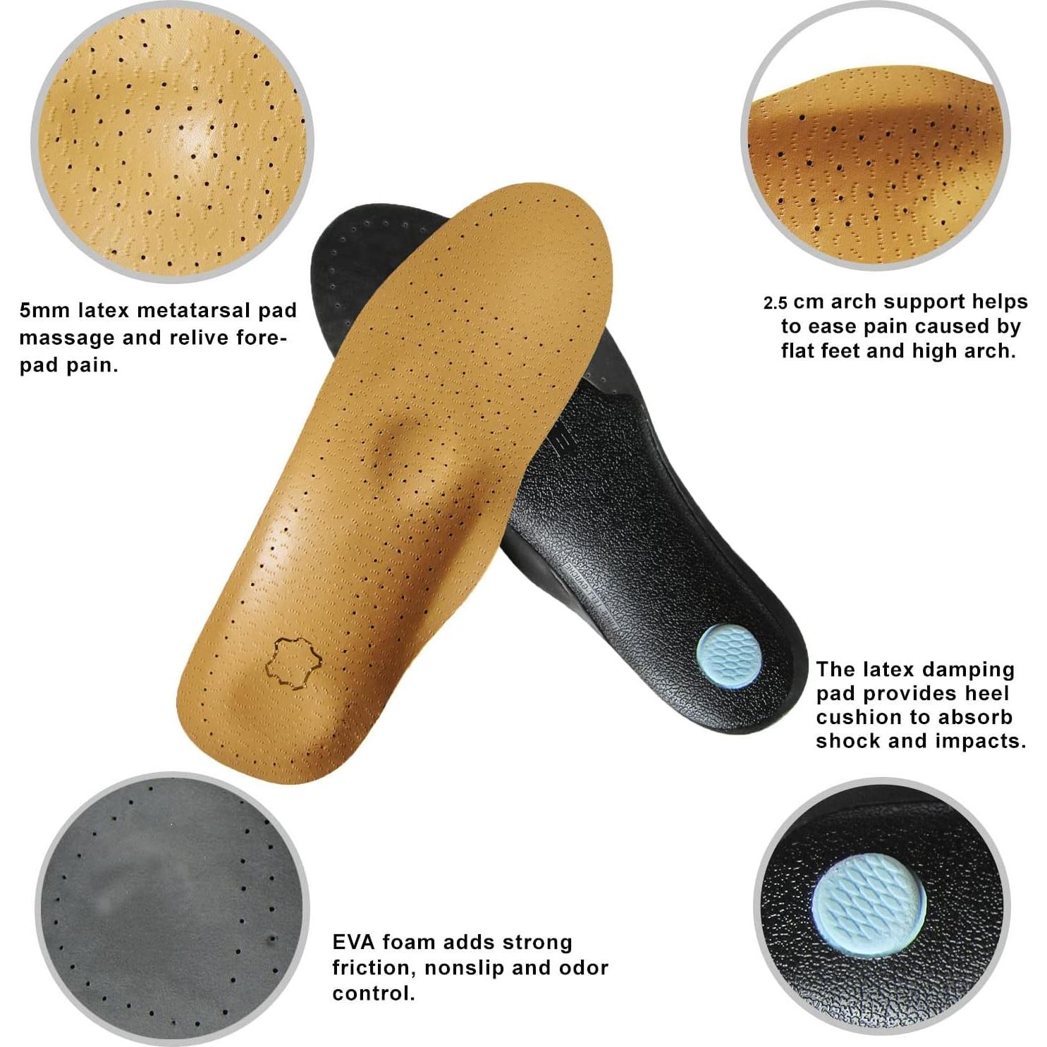 Plantillas Ortopédicas de Cuero Bellcon para Pies Planos 35-37