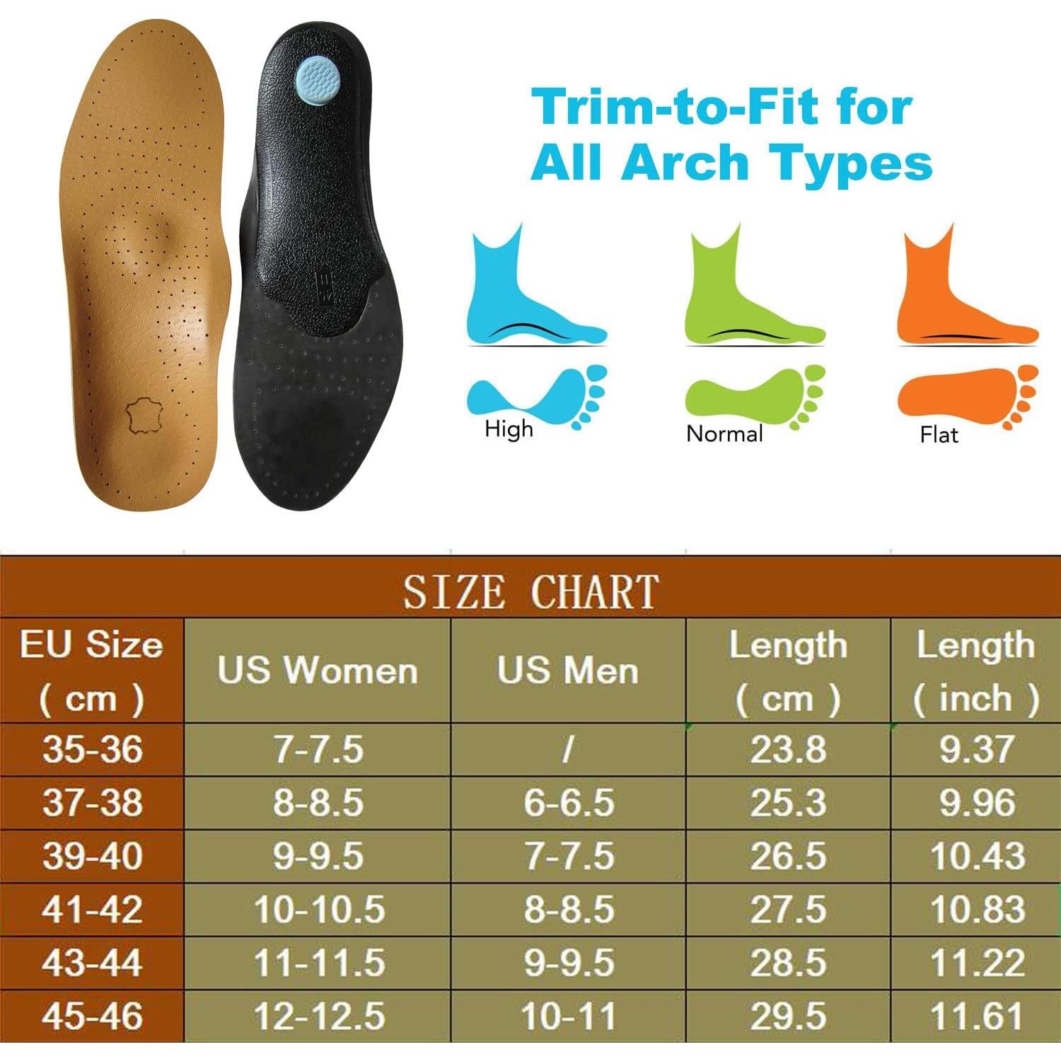 Plantillas Ortopédicas de Cuero Bellcon para Pies Planos 35-37