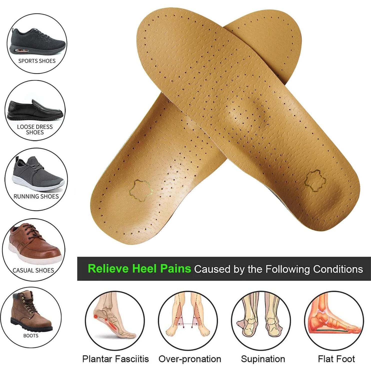 Plantillas Ortopédicas de Cuero Bellcon para Pies Planos 35-37