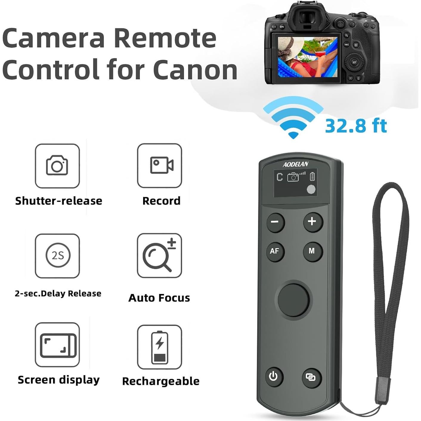 Disparador Remoto Inalámbrico AODELAN para Canon con Pantalla OLED