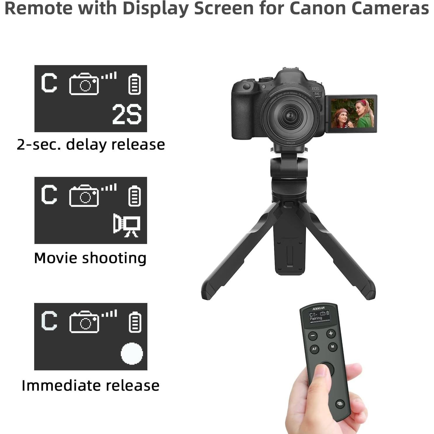 Disparador Remoto Inalámbrico AODELAN para Canon con Pantalla OLED