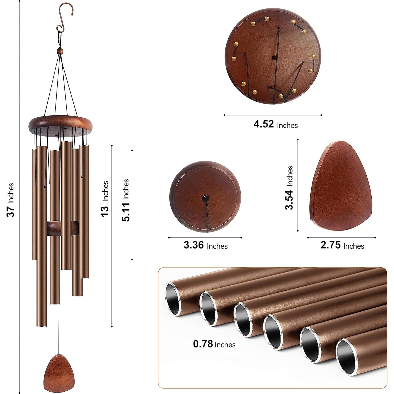 Campanas de Viento Bursvik 94 cm Aluminio Café Decoración Exterior